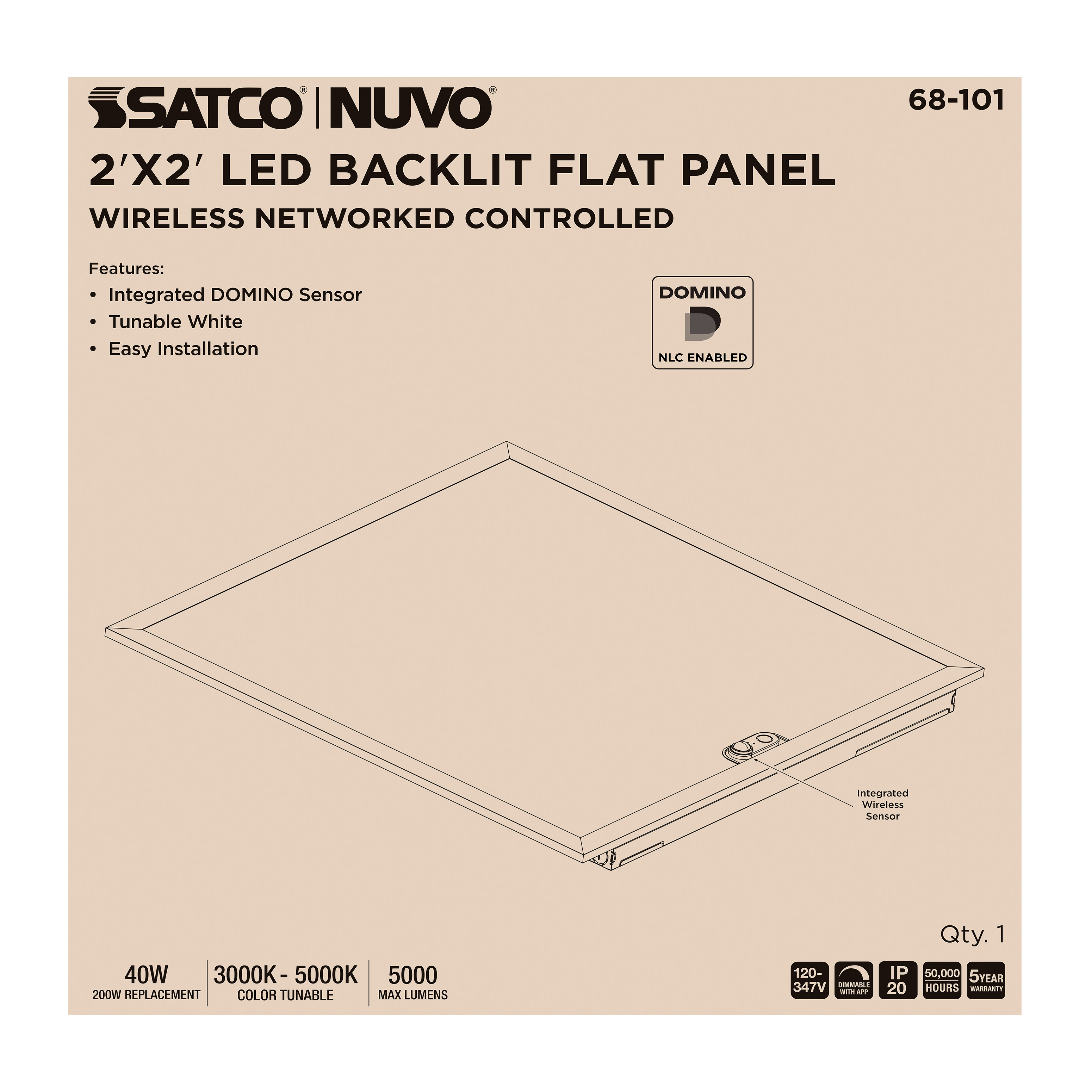 DOMINO 2X2 BACKLIT PANEL - 68-101