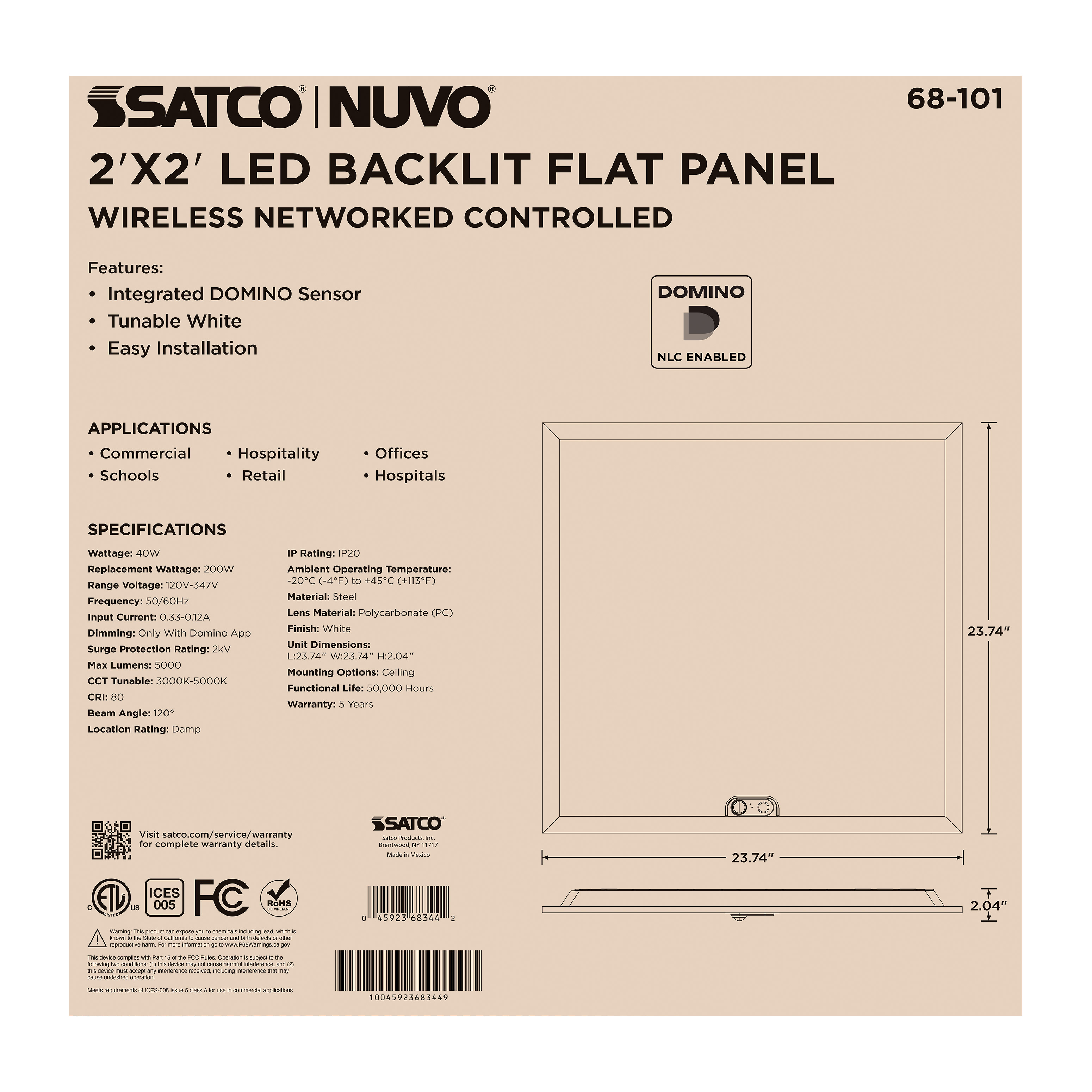 DOMINO 2X2 BACKLIT PANEL - 68-101