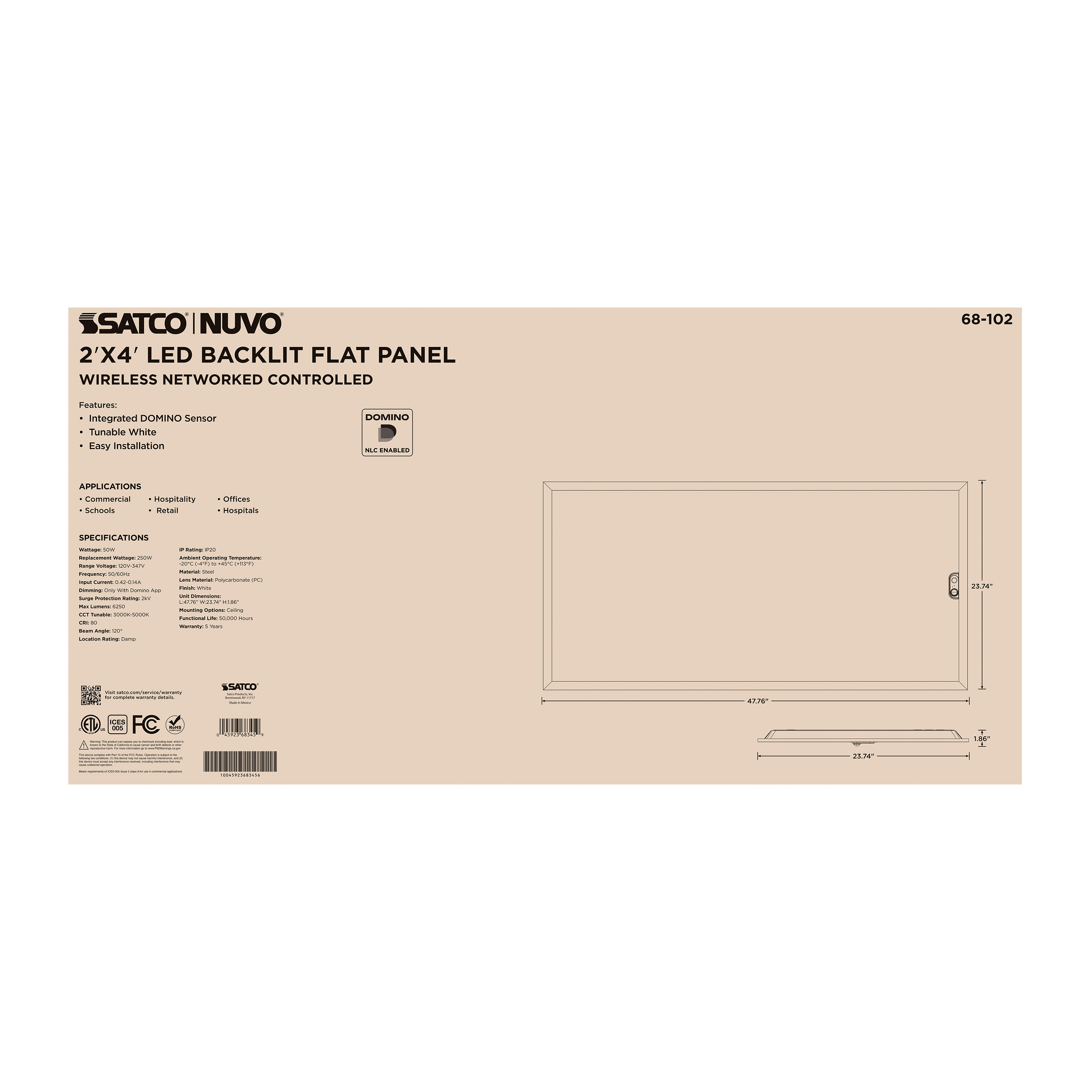 DOMINO 2X4 BACKLIT PANEL - 68-102