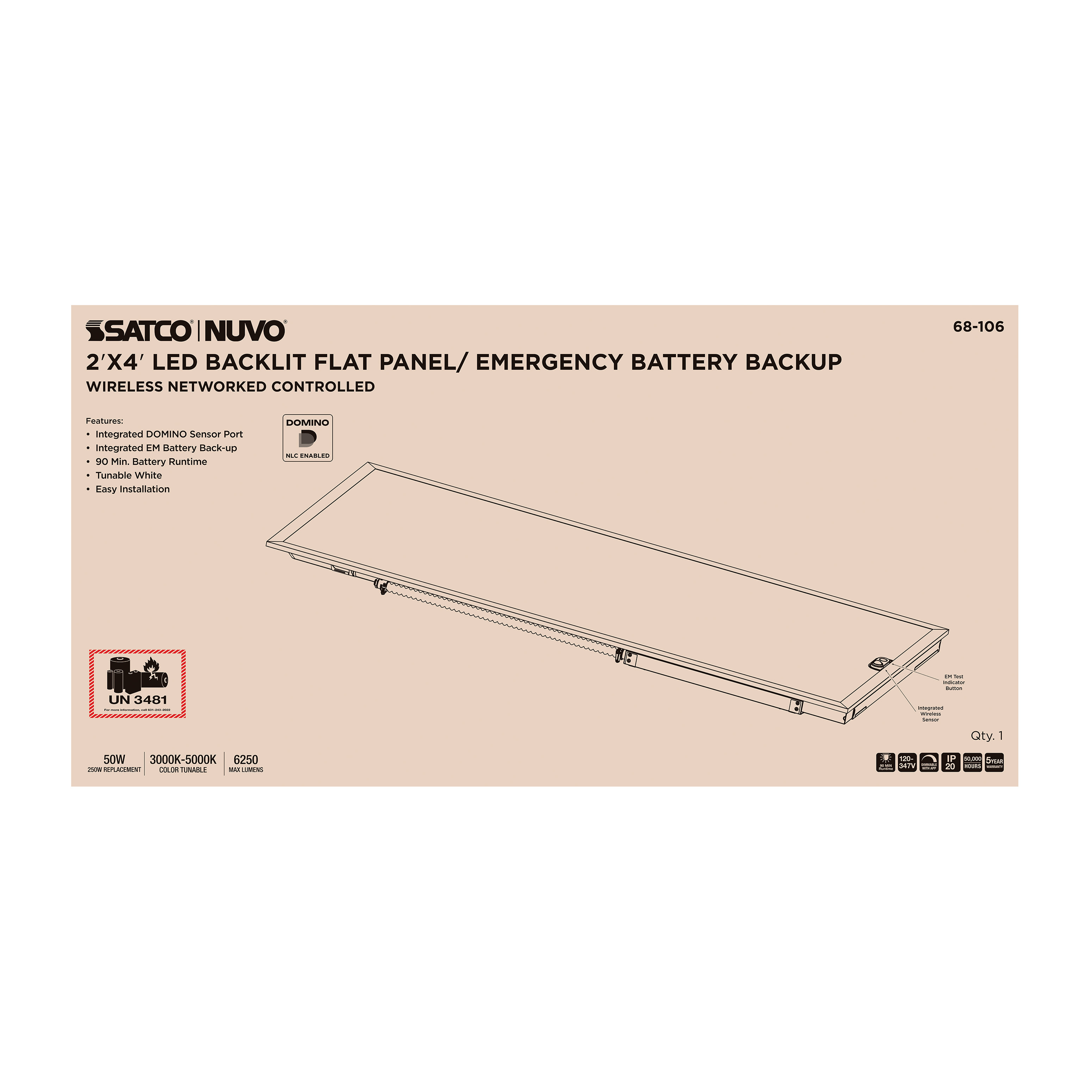 DOMINO 2X4 BACKLIT PANEL-EM - 68-106