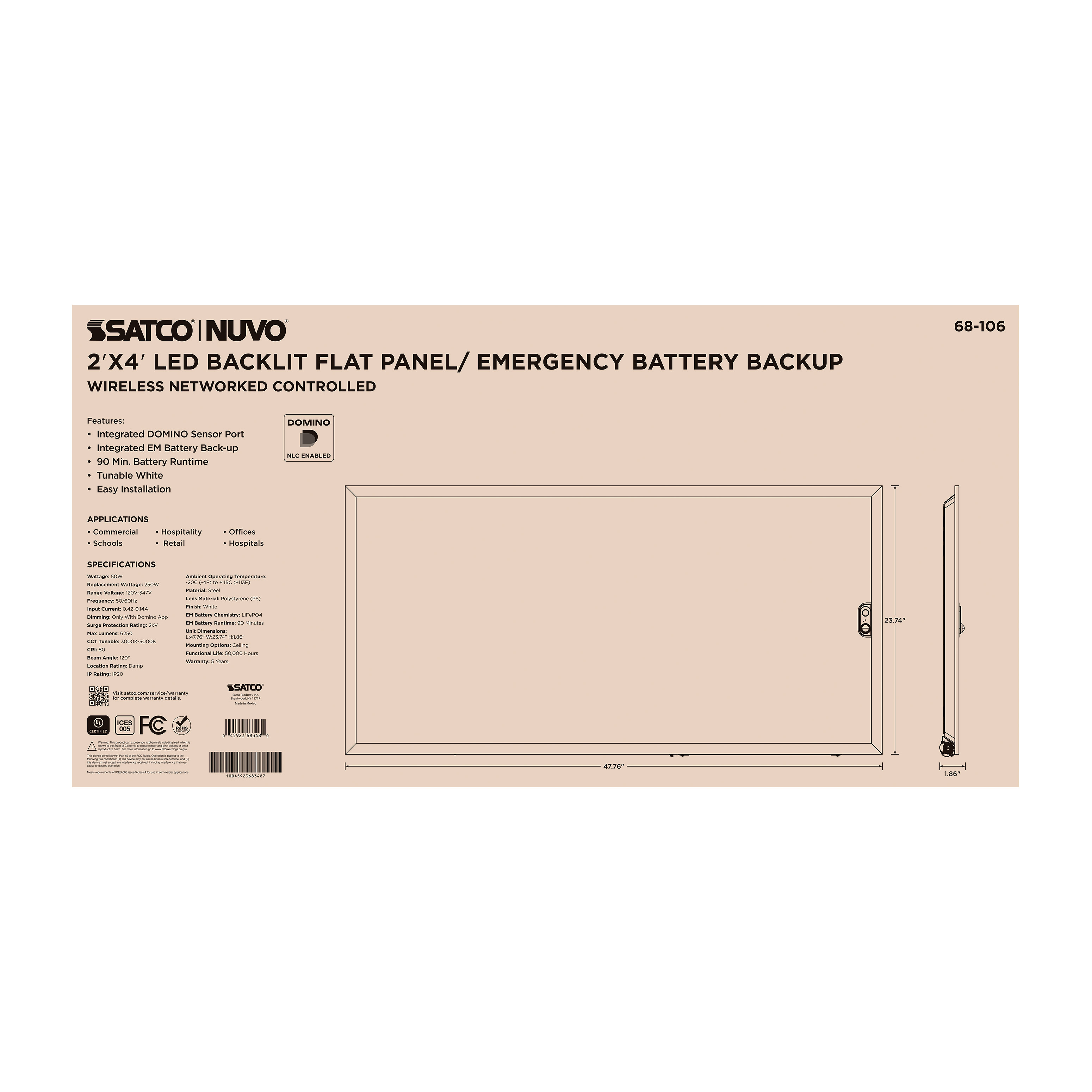 DOMINO 2X4 BACKLIT PANEL-EM - 68-106