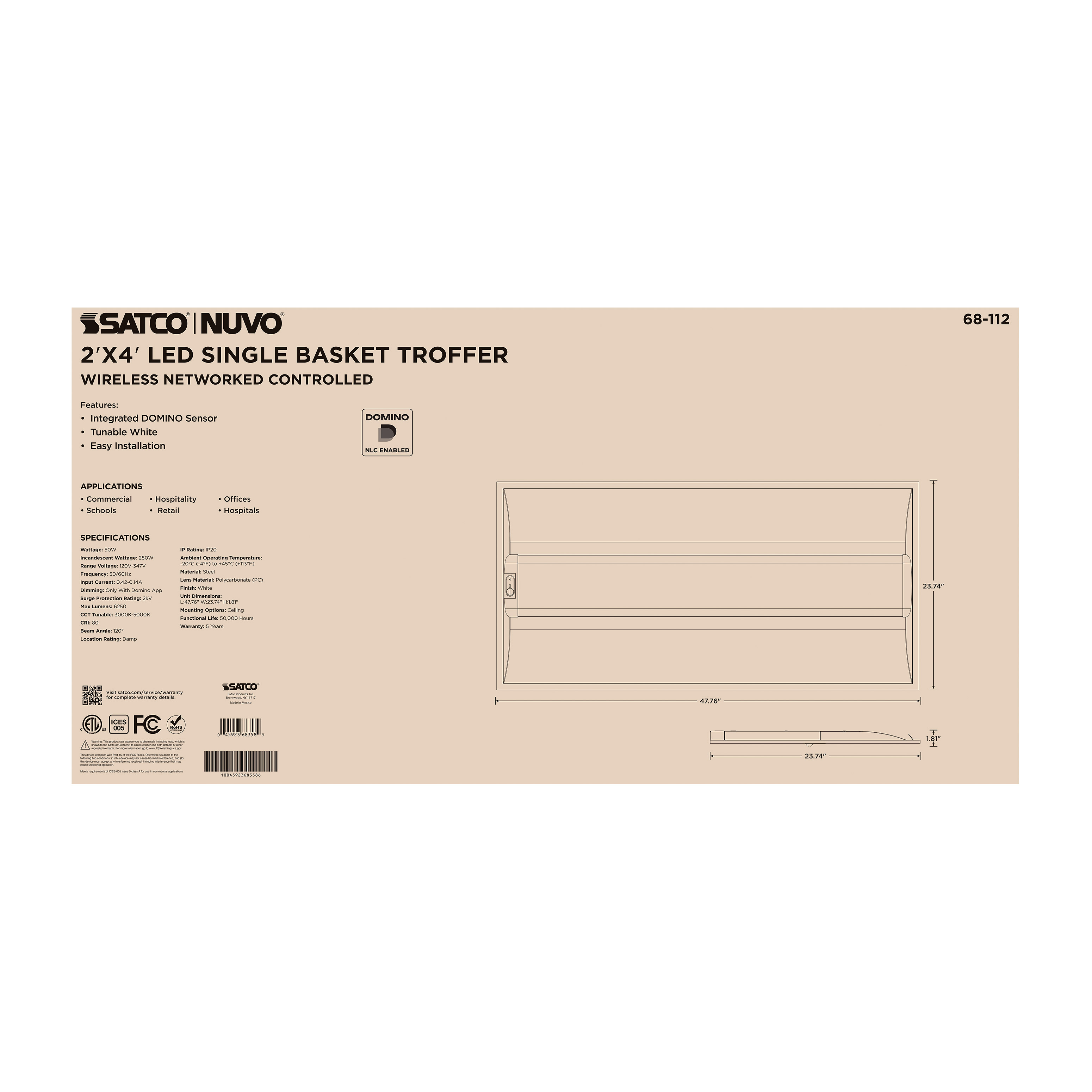 DOMINO 2X4 TROFFER - 68-112