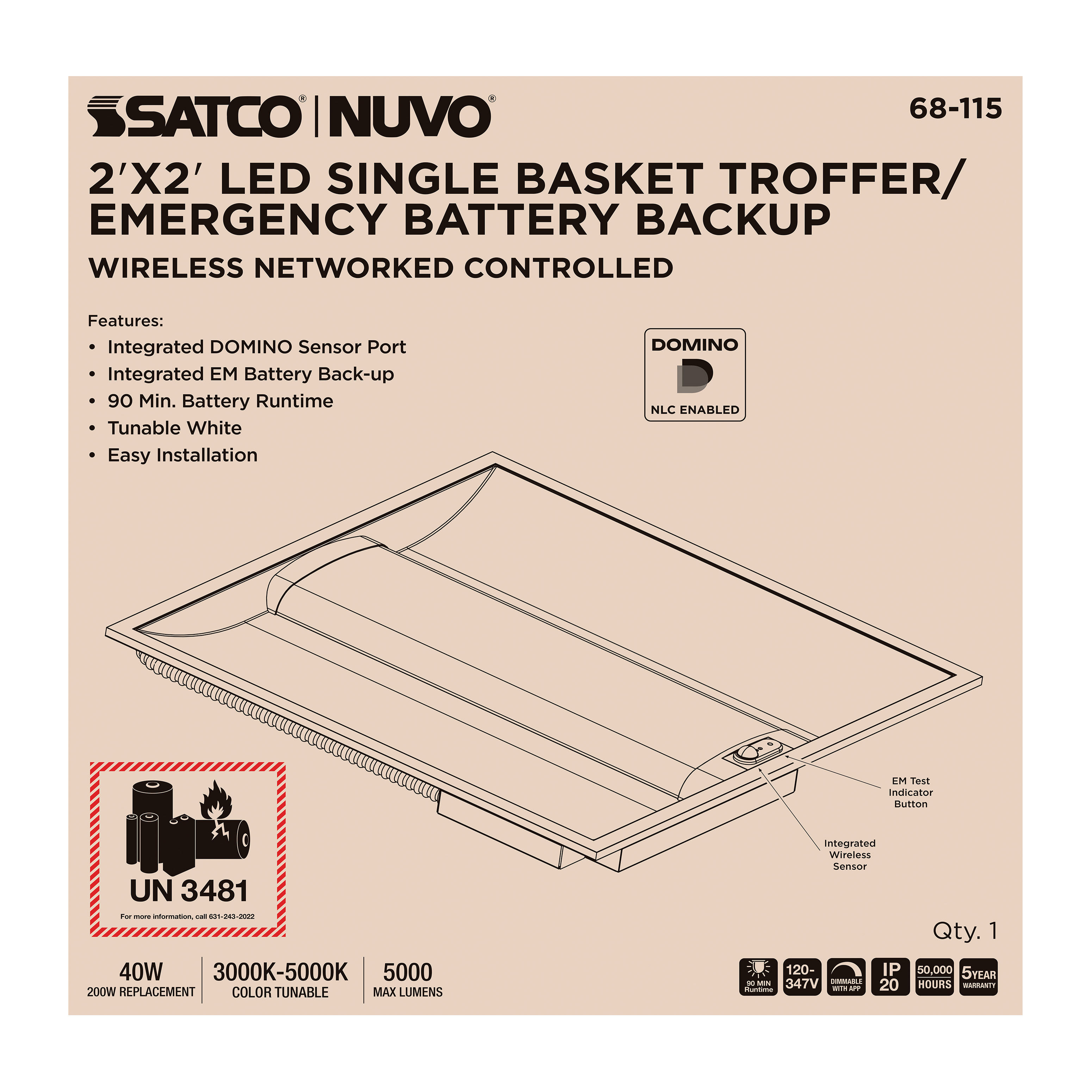 DOMINO 2X2 TROFFER-EM - 68-115