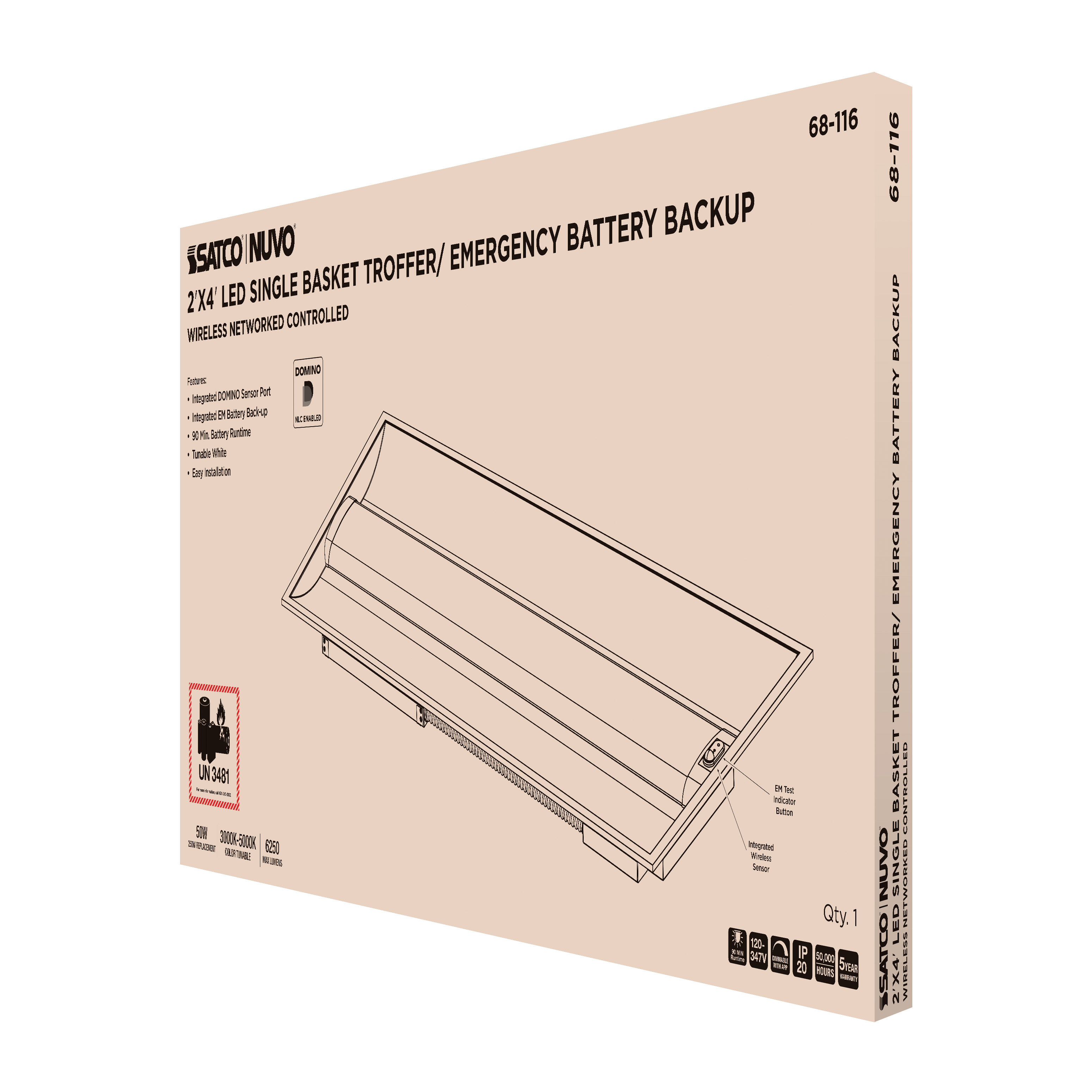 DOMINO 2X4 TROFFER-EM - 68-116