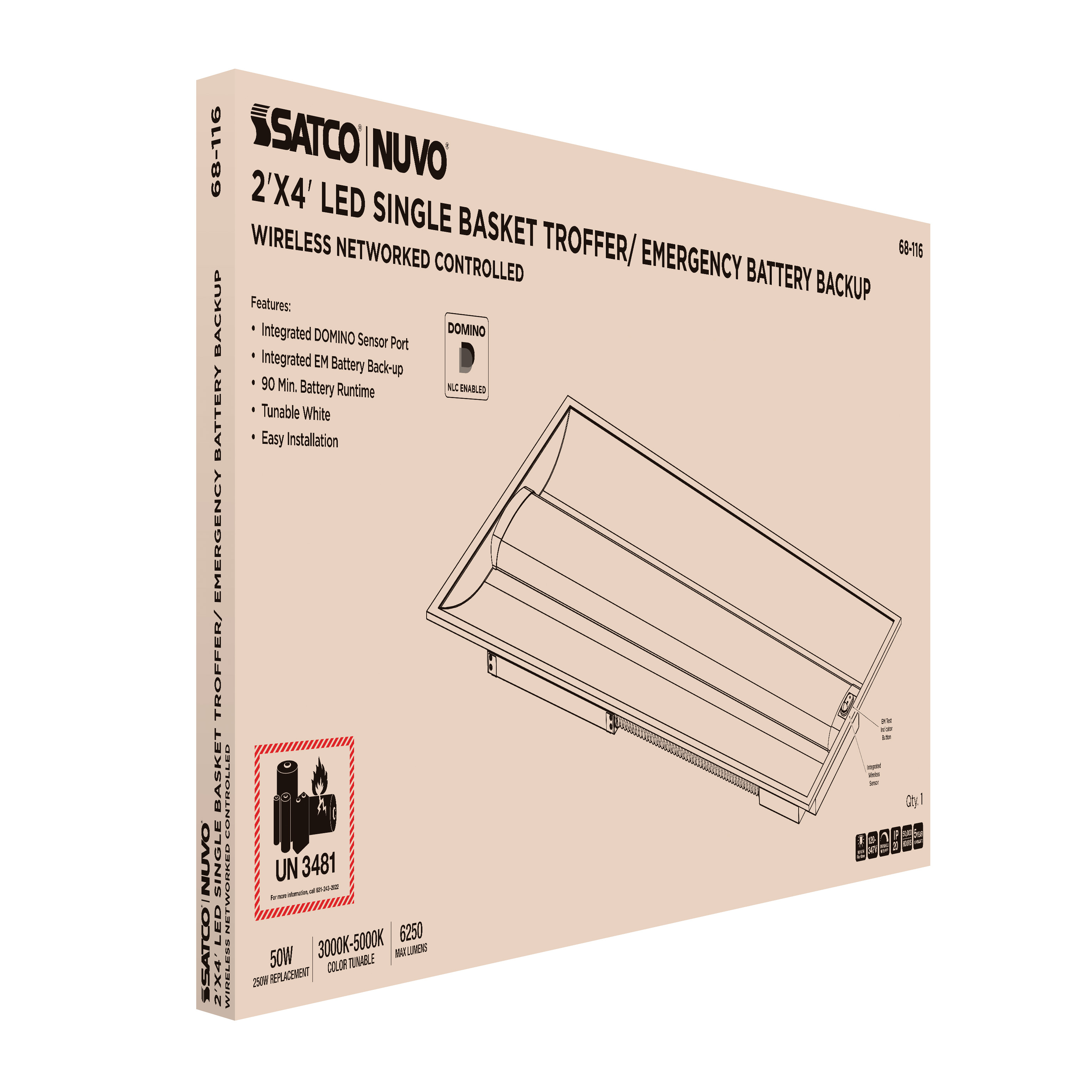 DOMINO 2X4 TROFFER-EM - 68-116