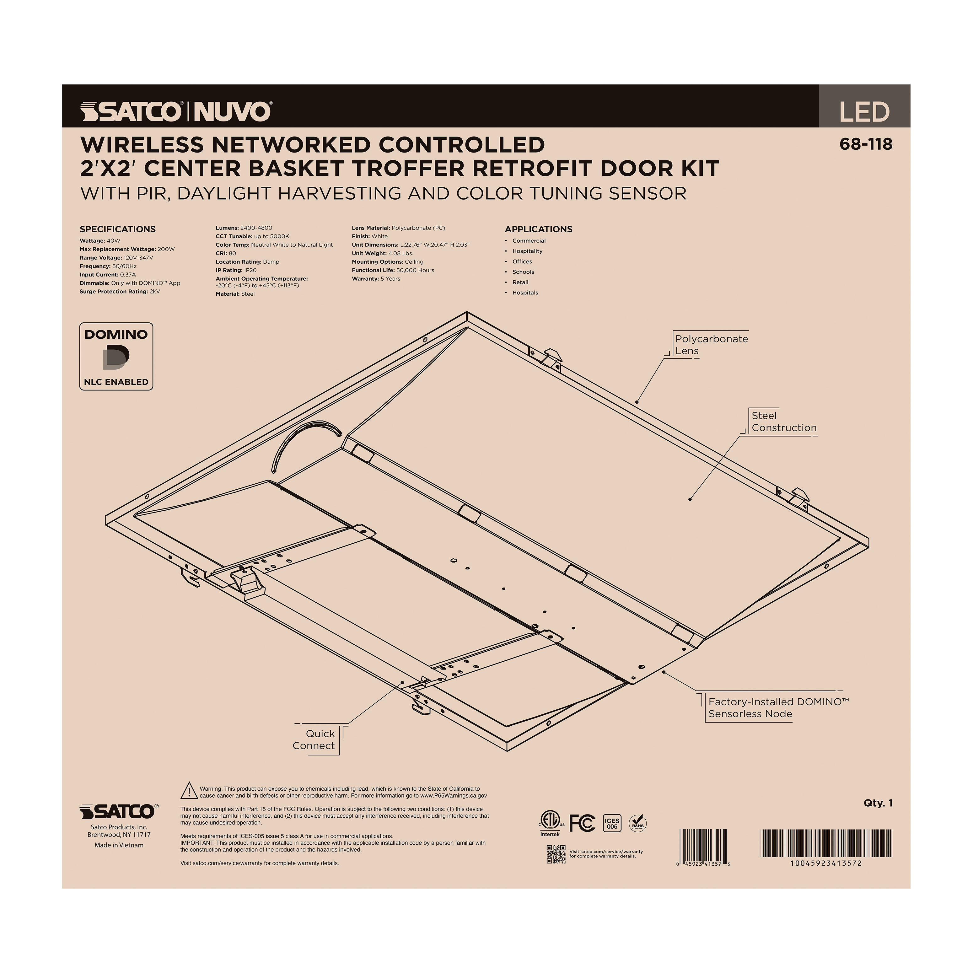 DOMINO 2X2 TROFFER RETRO KIT - 68-118