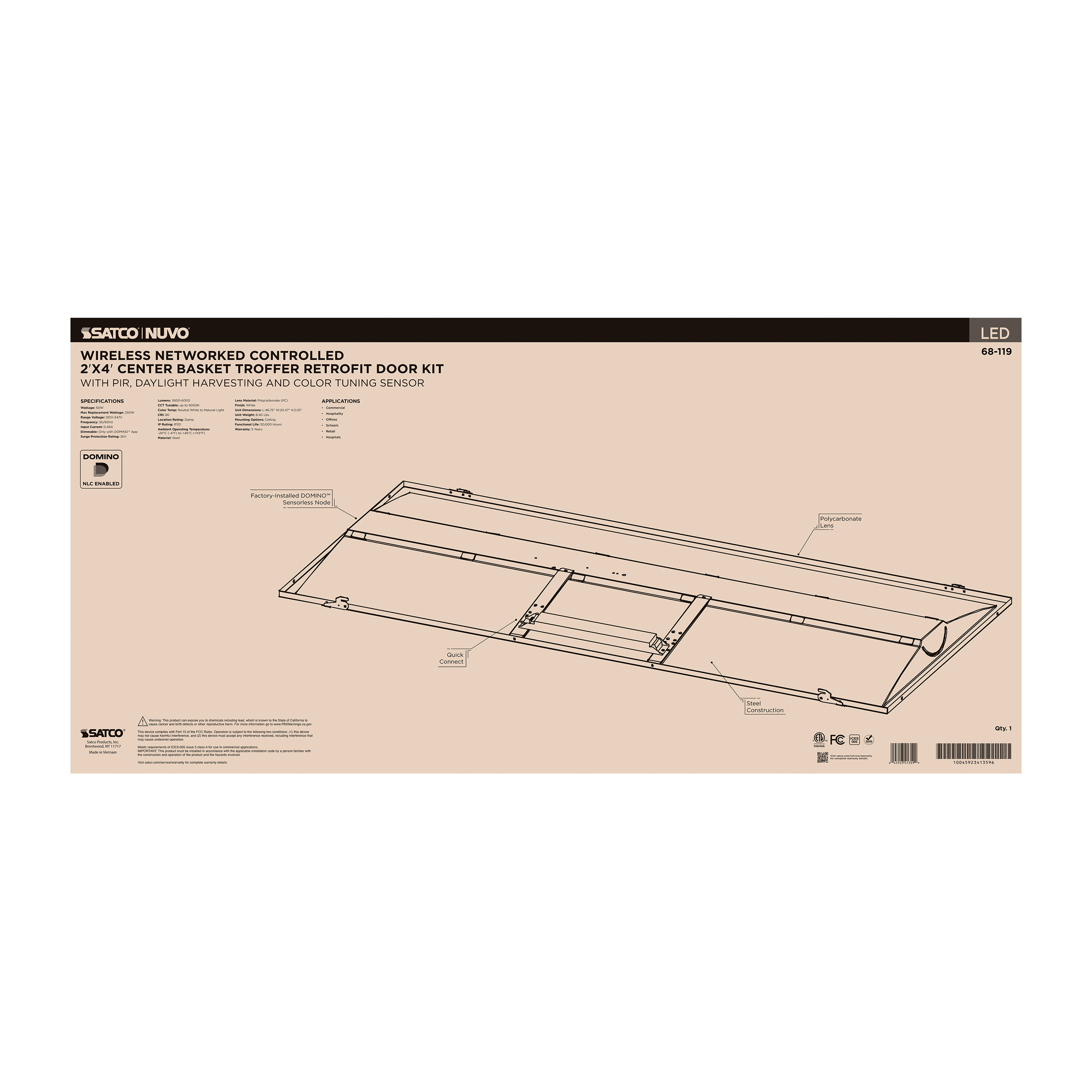 DOMINO 2X4 TROFFER RETRO KIT - 68-119