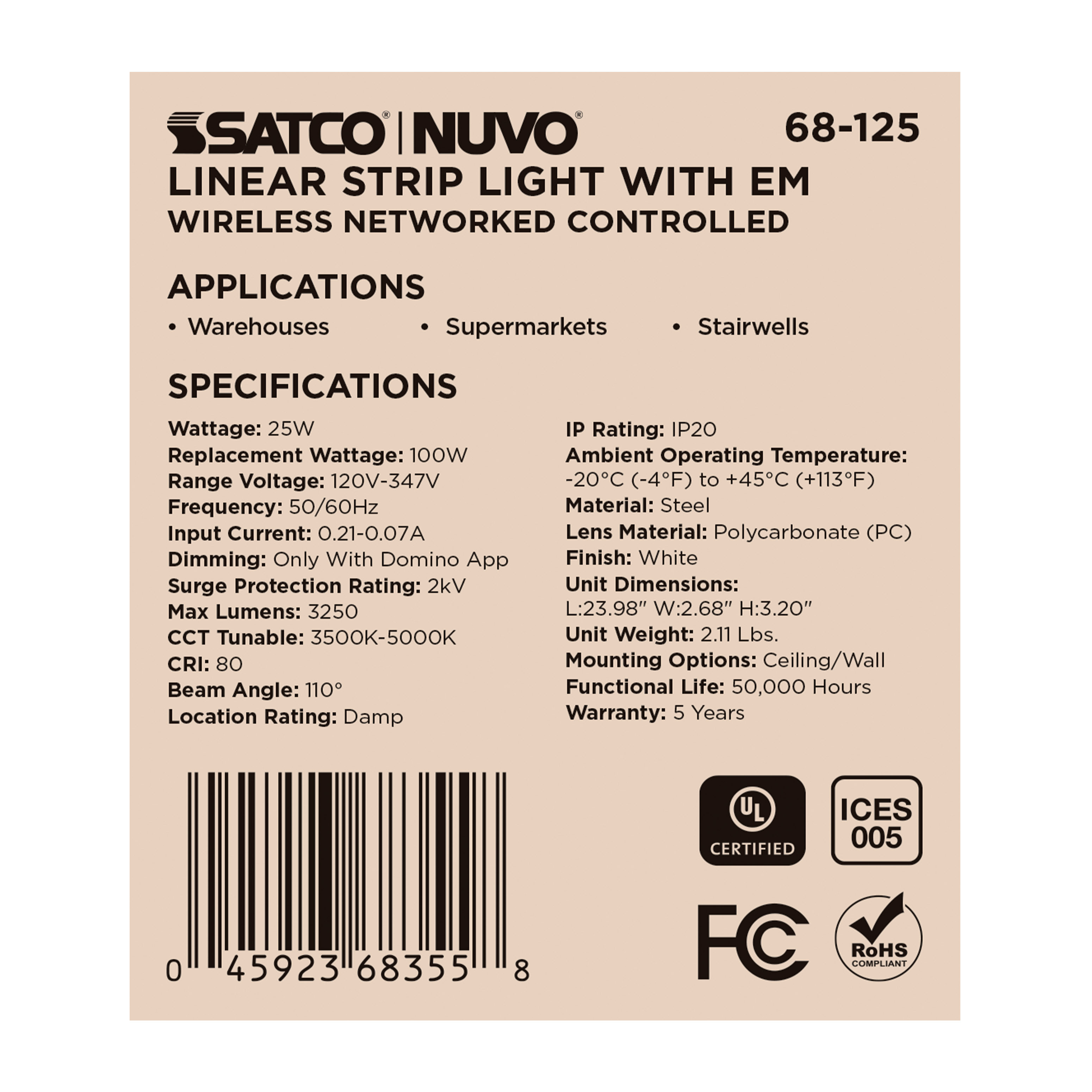 DOMINO 2FT LINEAR STRIP-EM - 68-125