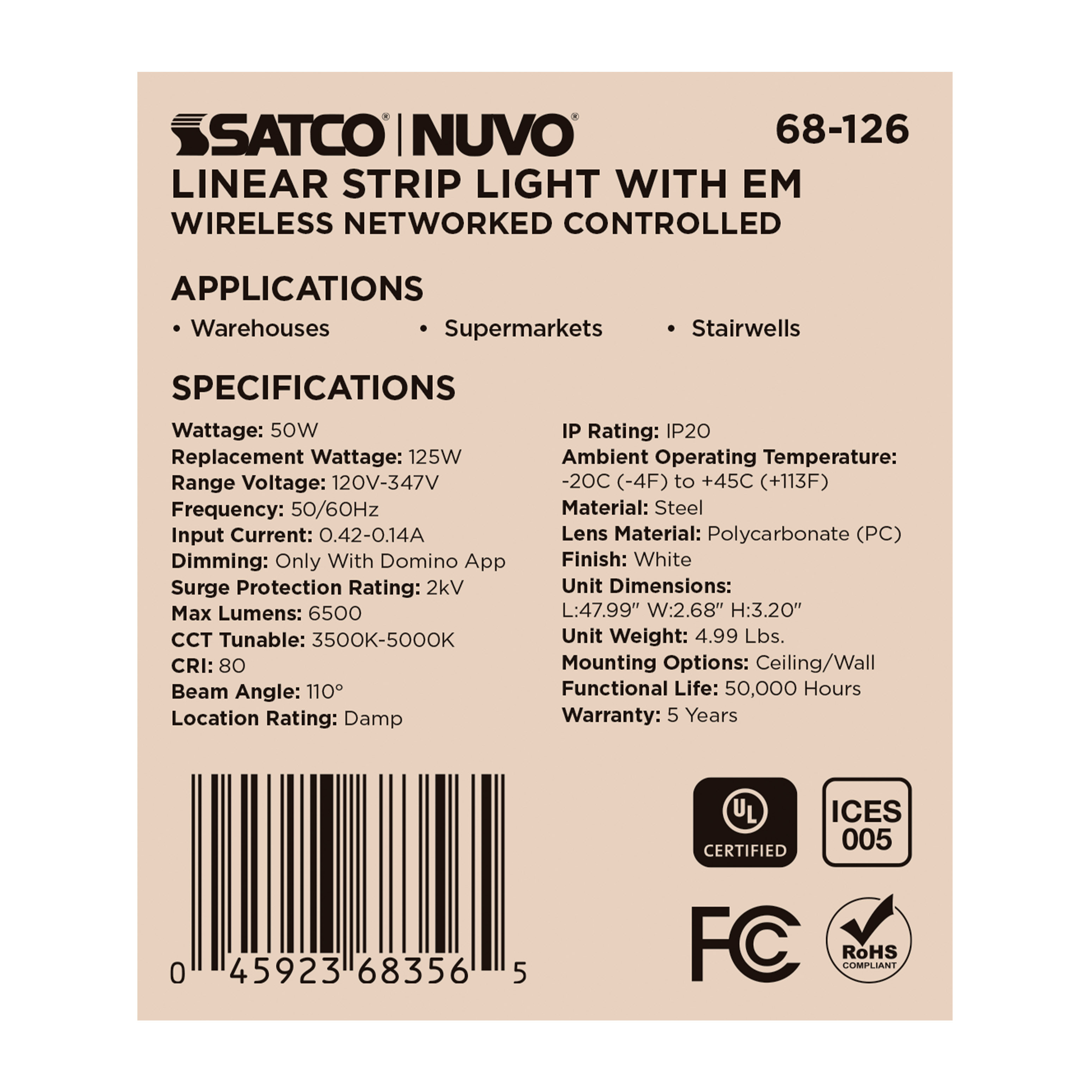 DOMINO 4FT LINEAR STRIP-EM - 68-126