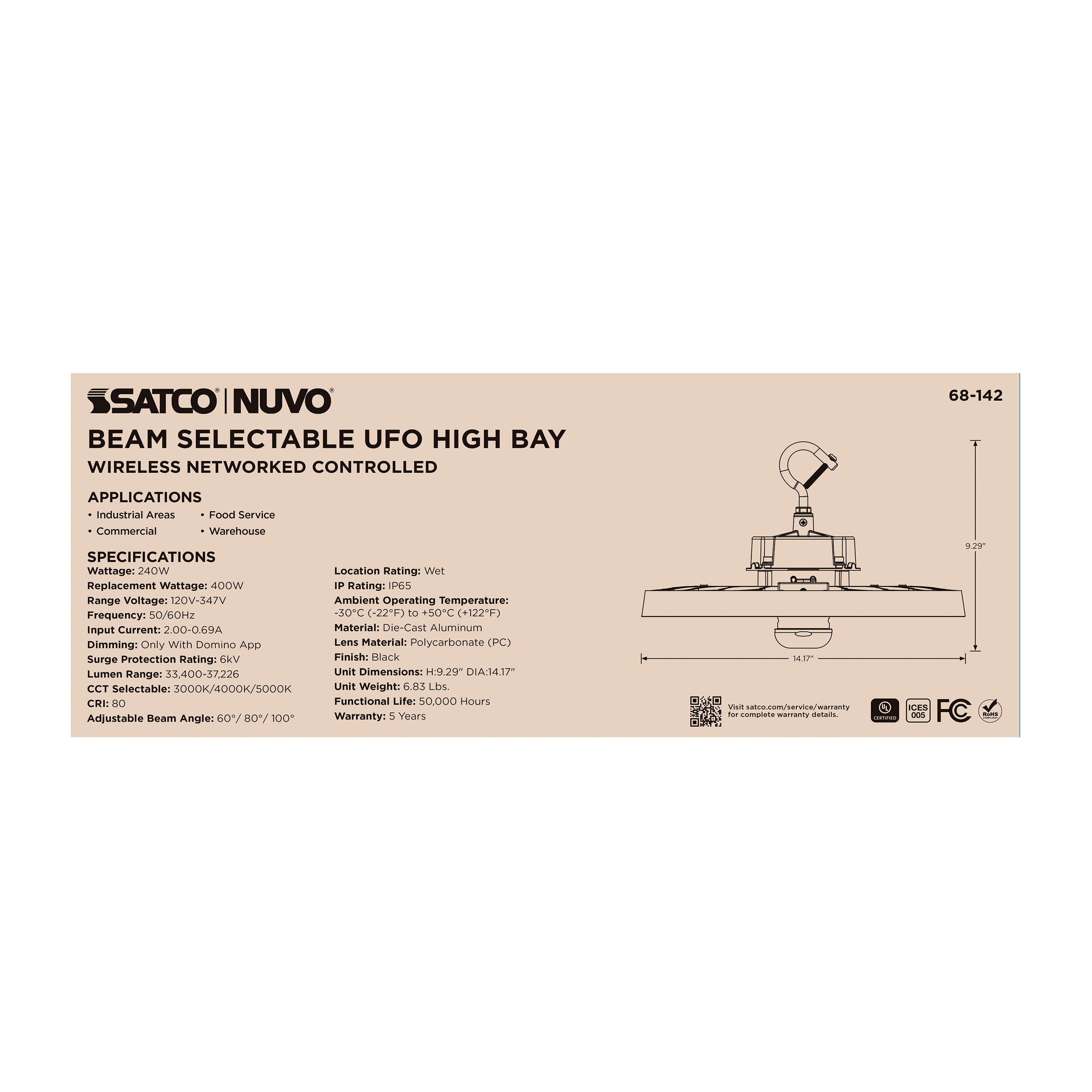 DOMINO UFO HIGH BAY 120-347 - 68-142