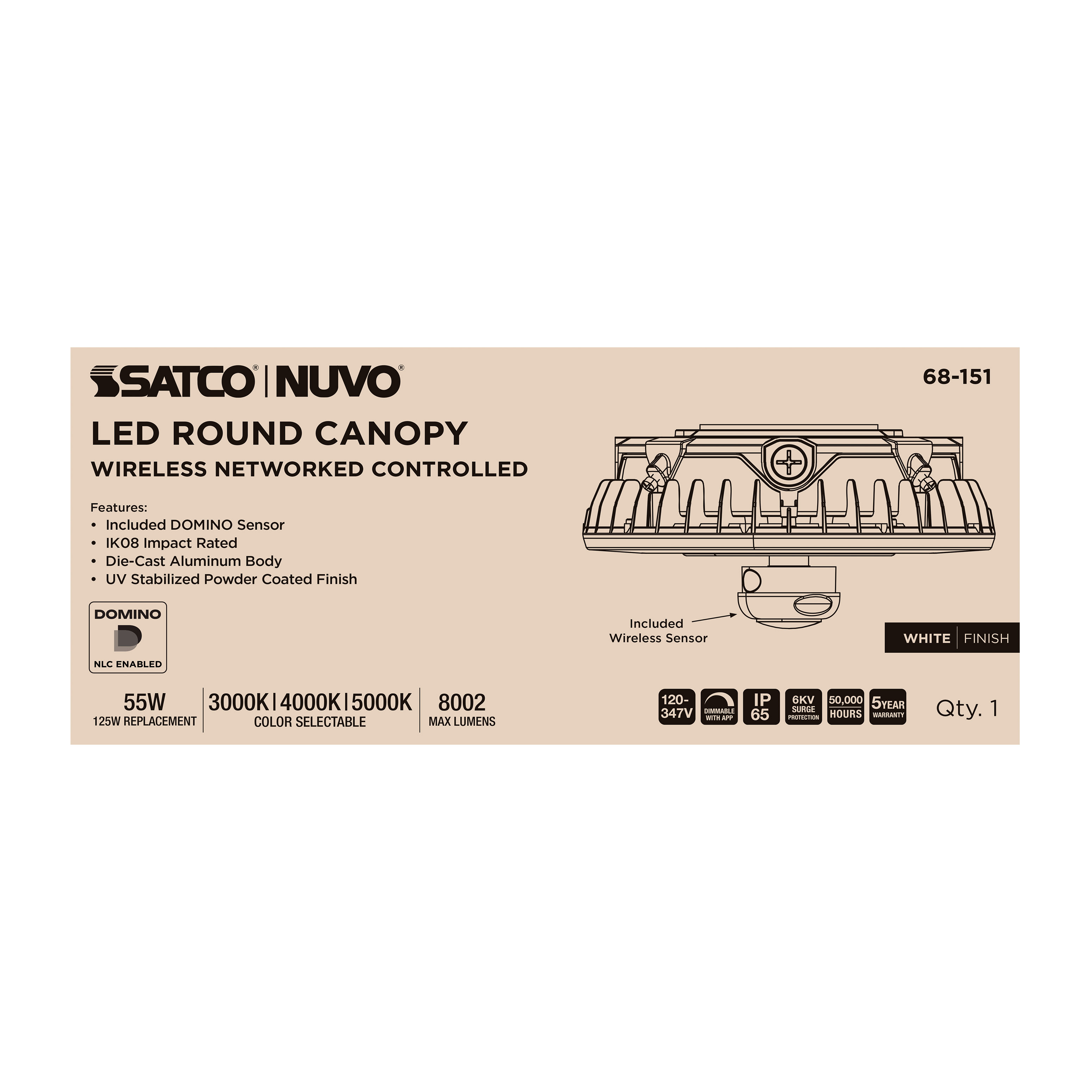 DOMINO 55W ROUND CANOPY LIGHT - 68-151