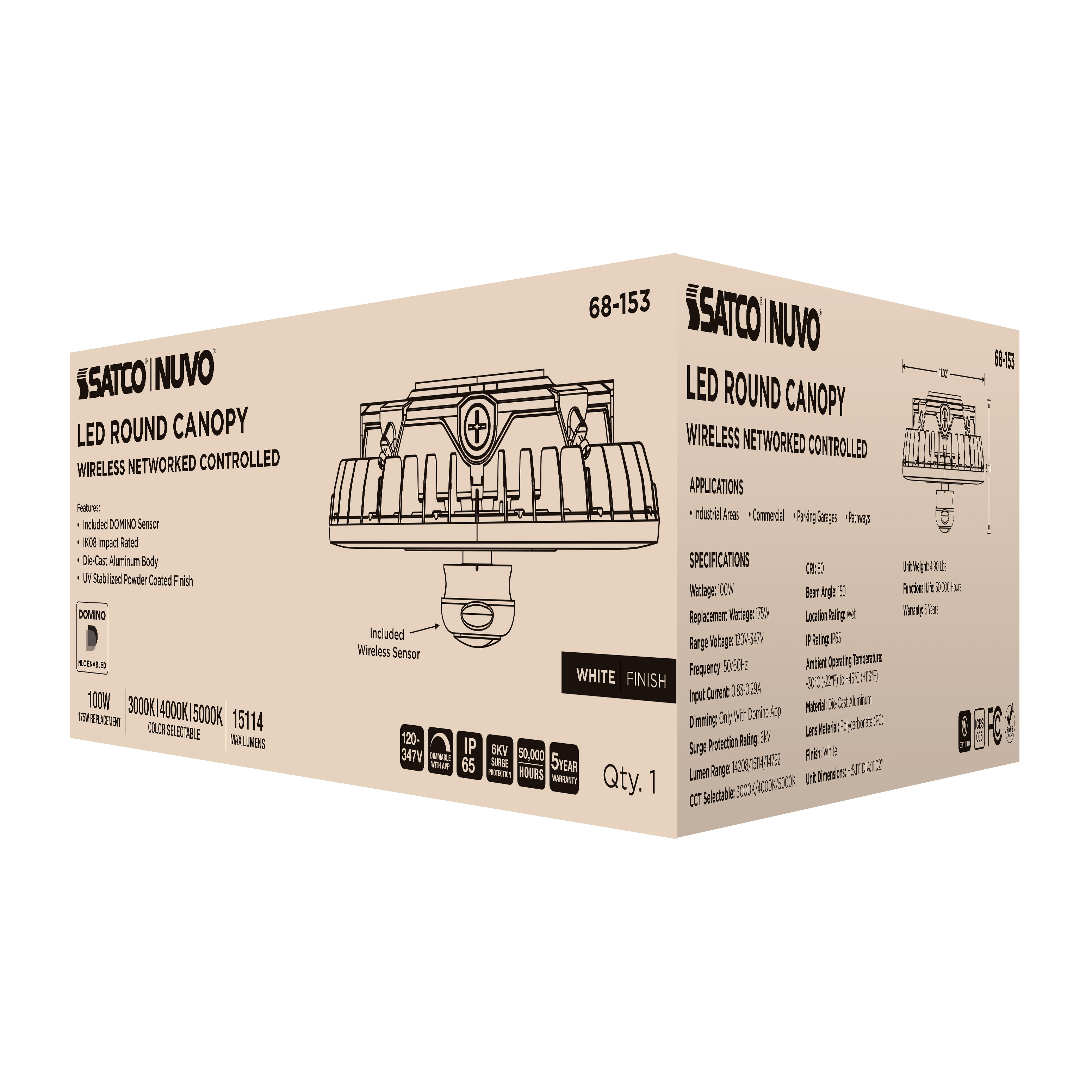 DOMINO 100W ROUND CANOPY LIGHT - 68-153