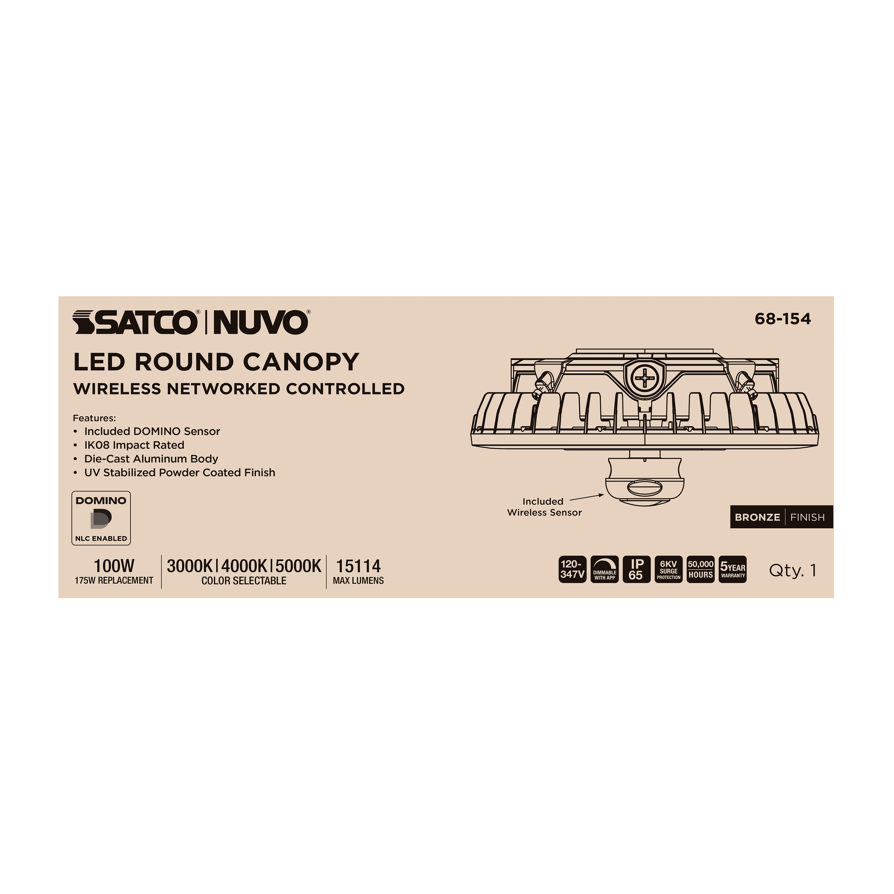 DOMINO 100W ROUND CANOPY LIGHT - 68-154