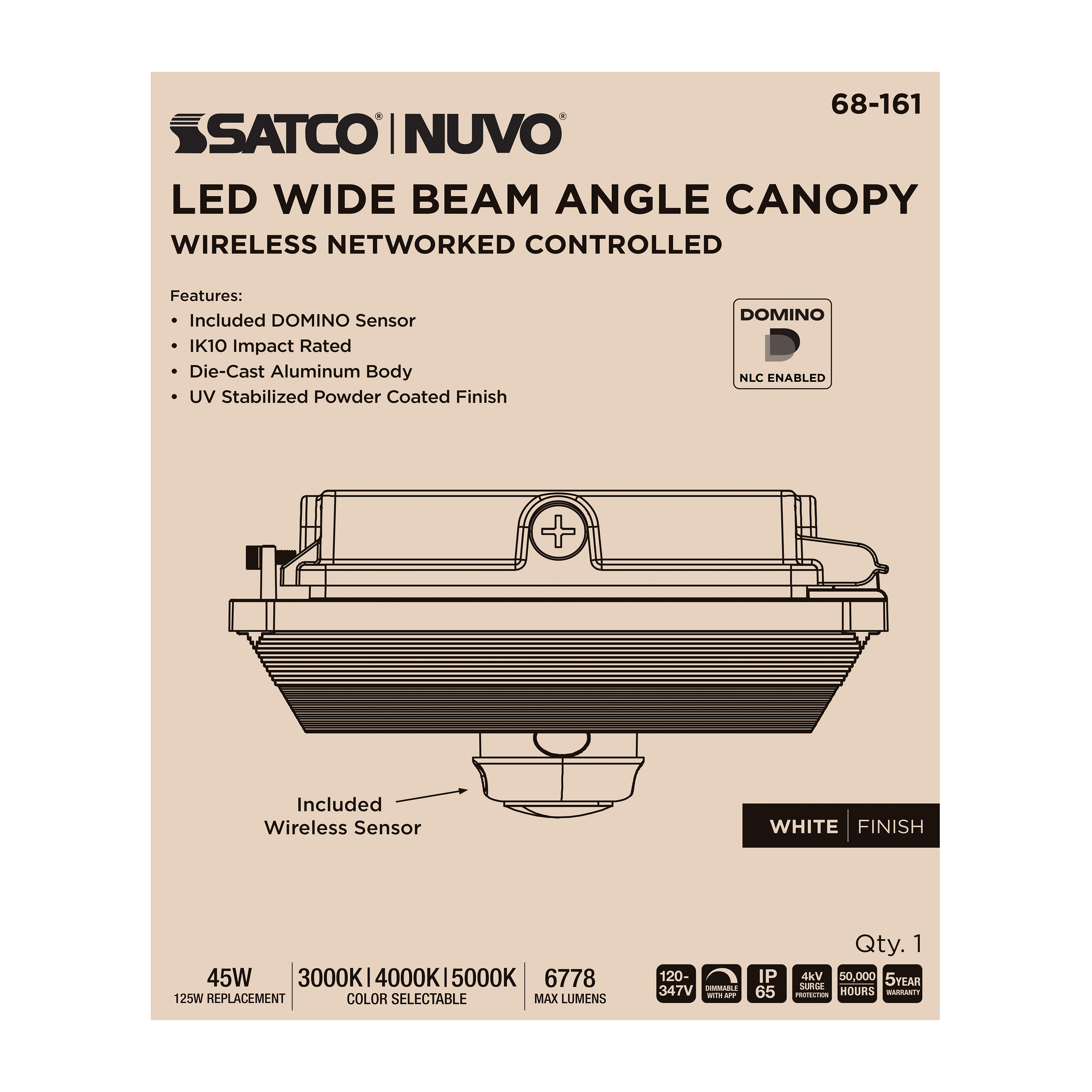 DOMINO WIDE BEAM CANOPY WHITE - 68-161