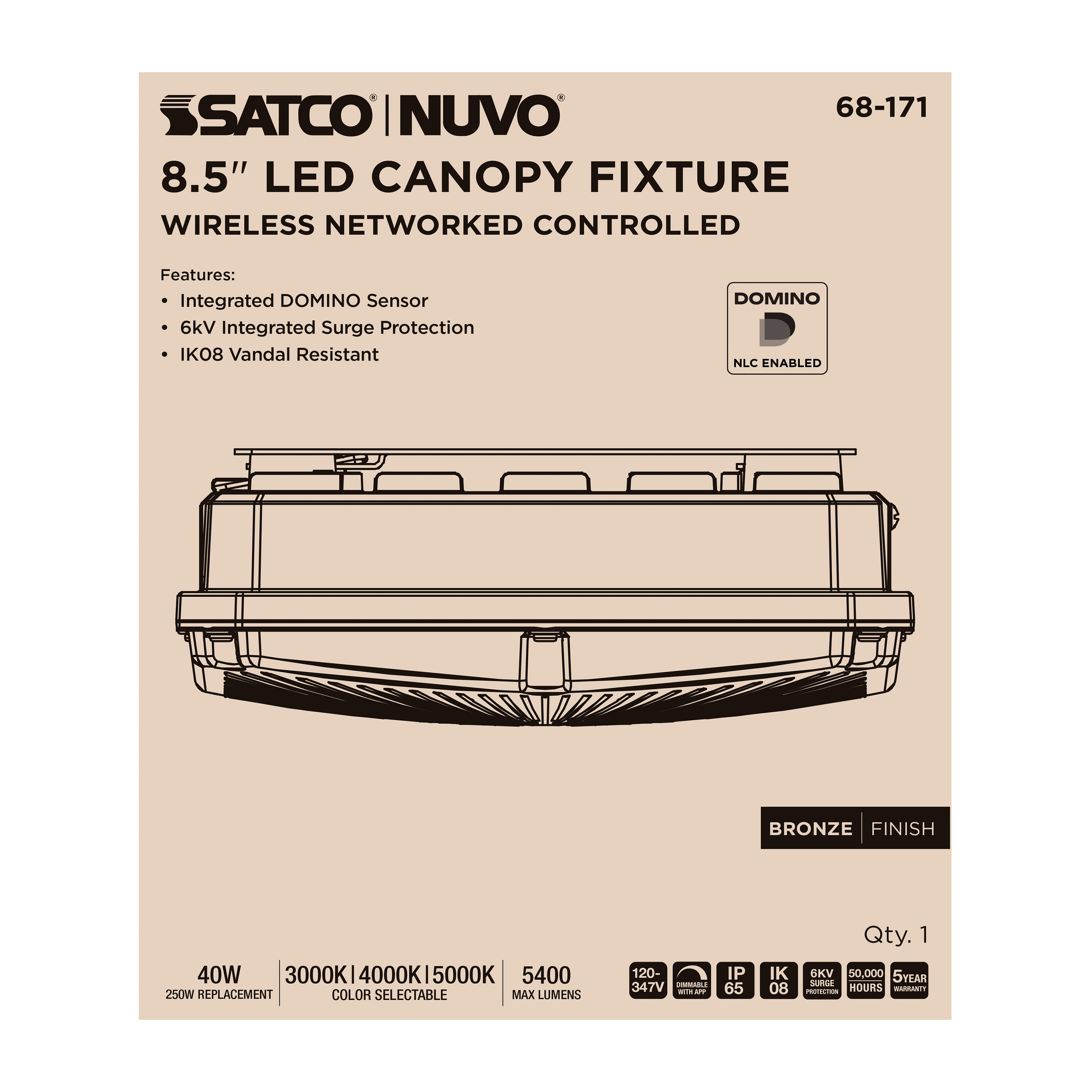 DOMINO 8.5" CANOPY LIGHT SQ - 68-171