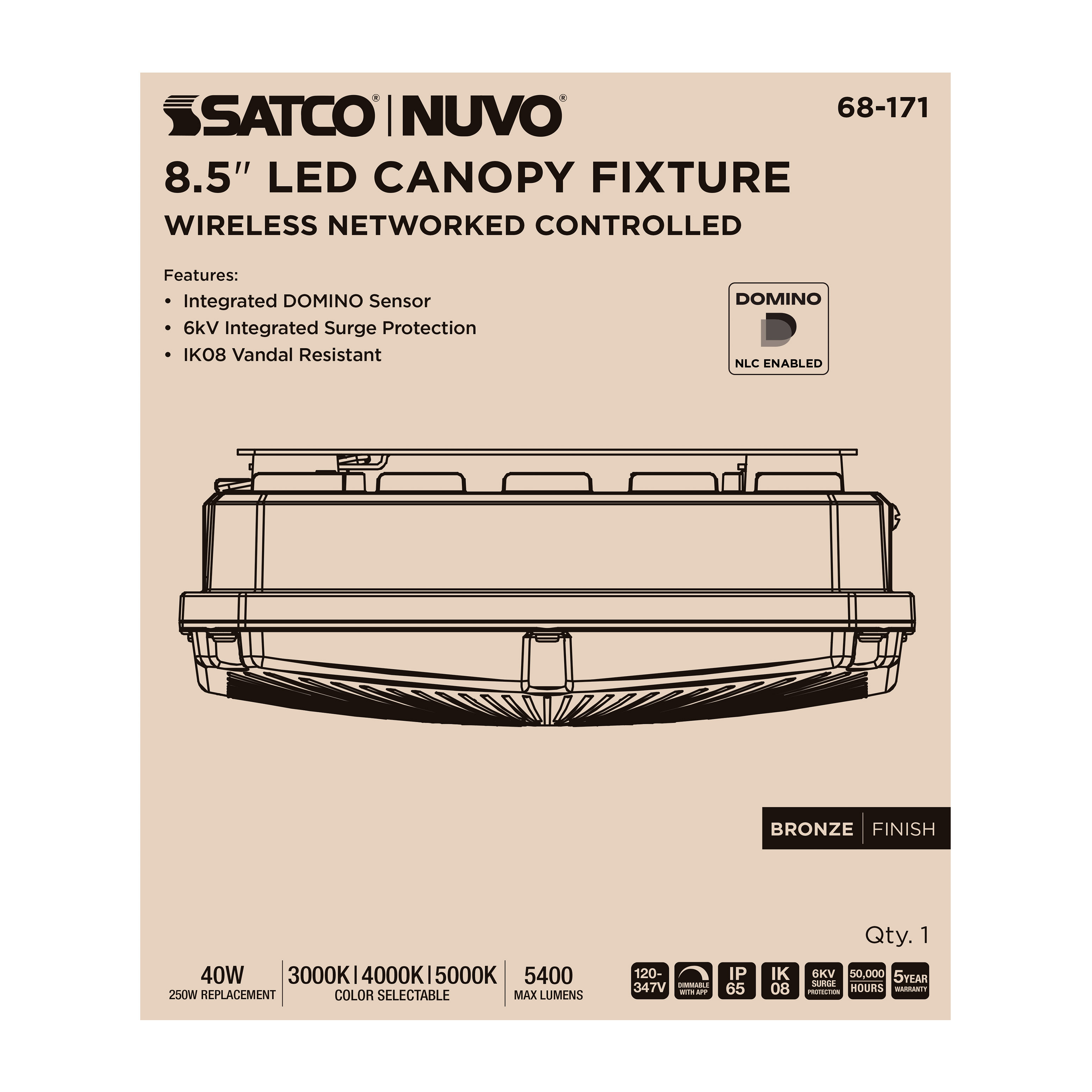 DOMINO 8.5" CANOPY LIGHT SQ - 68-171