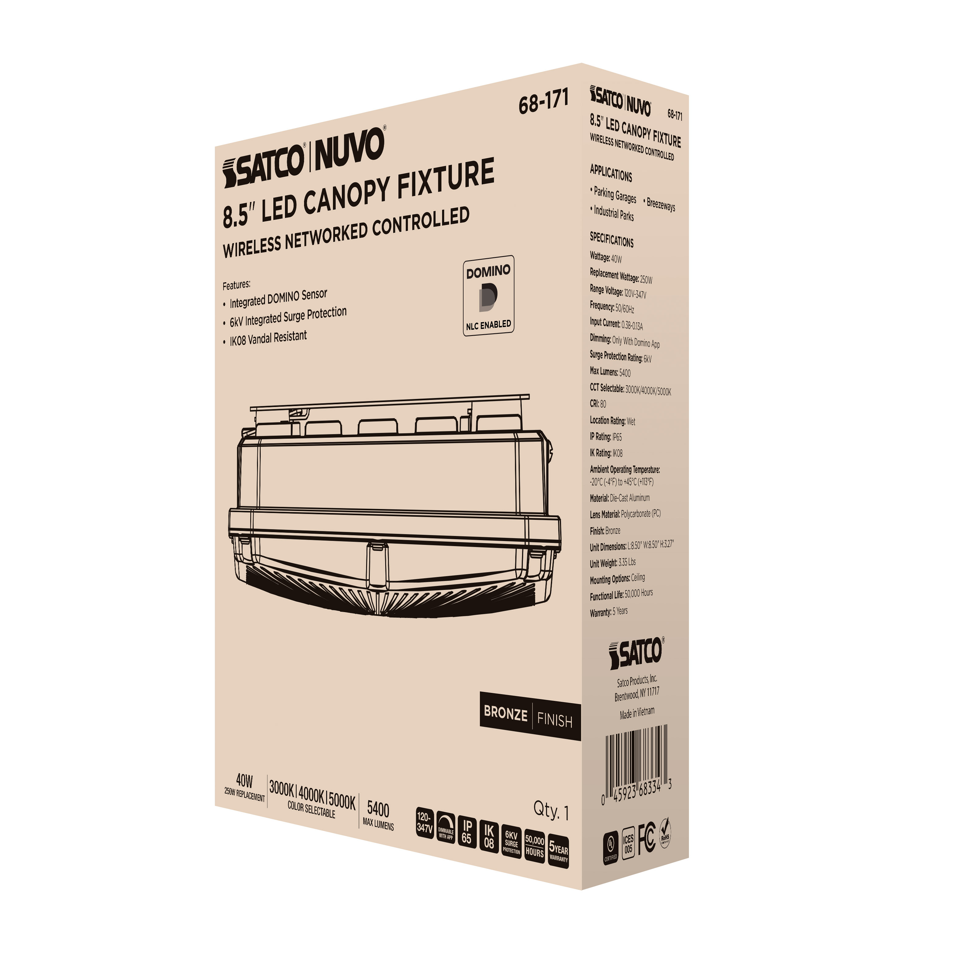 DOMINO 8.5" CANOPY LIGHT SQ - 68-171