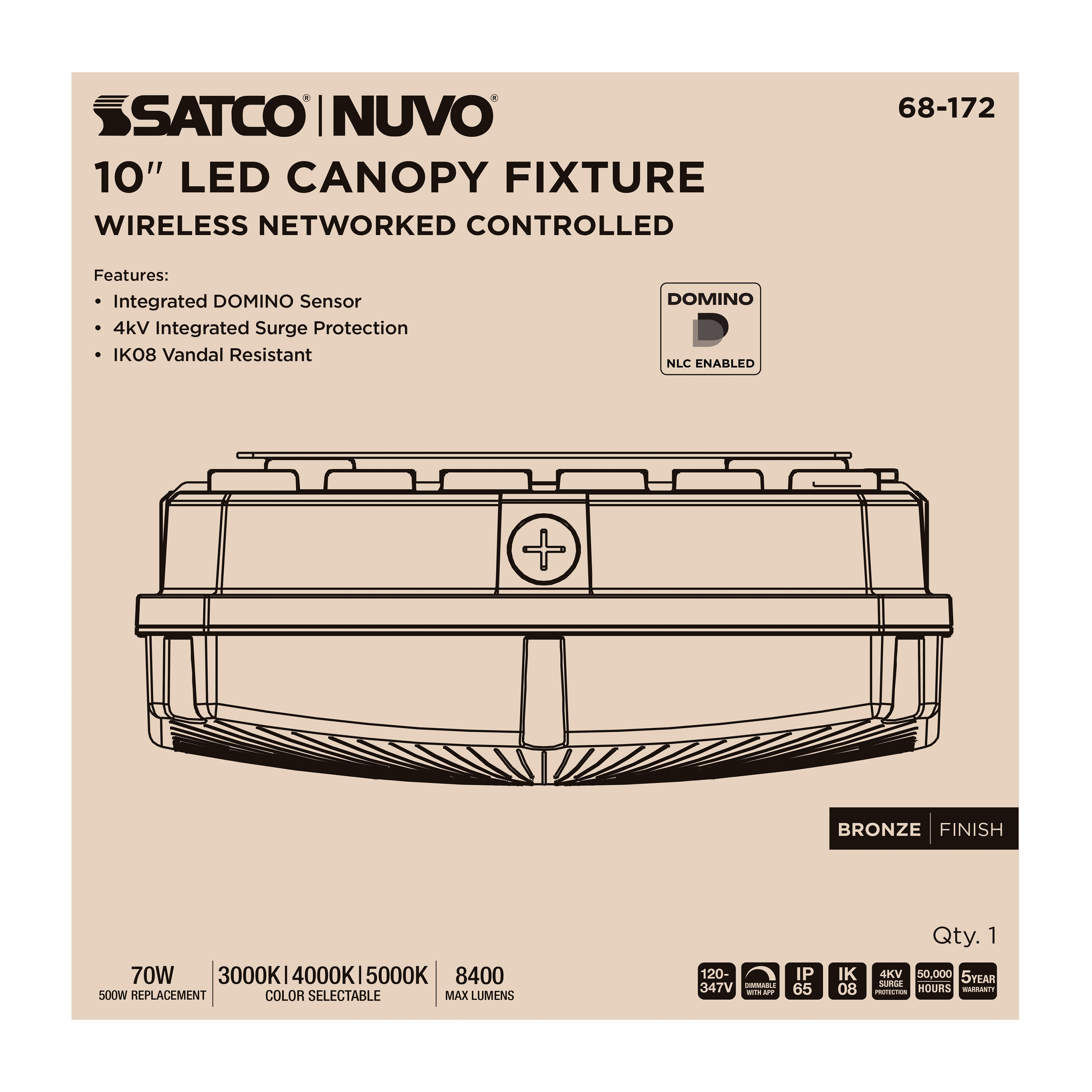 DOMINO 10" CANOPY LIGHT SQ - 68-172