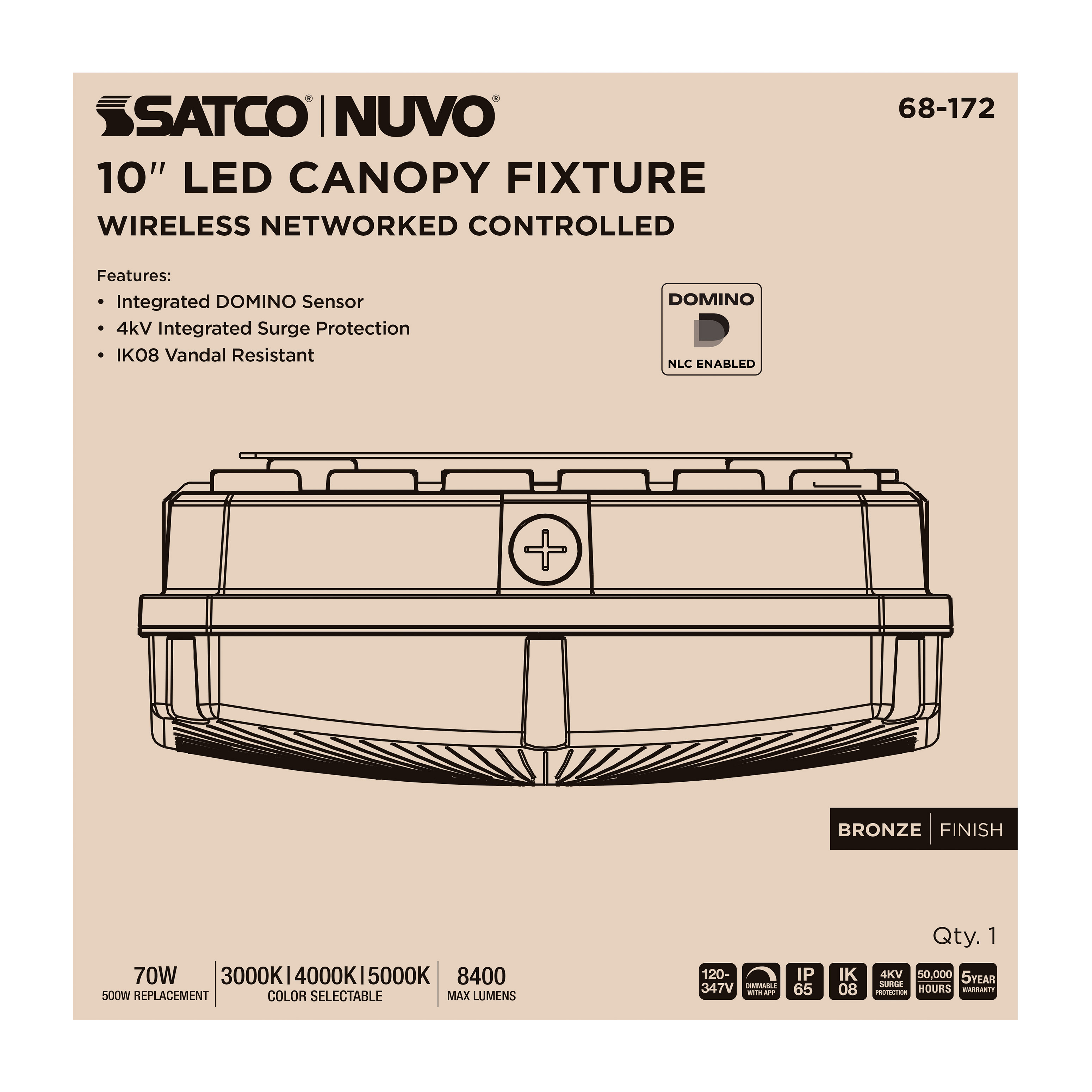 DOMINO 10" CANOPY LIGHT SQ - 68-172