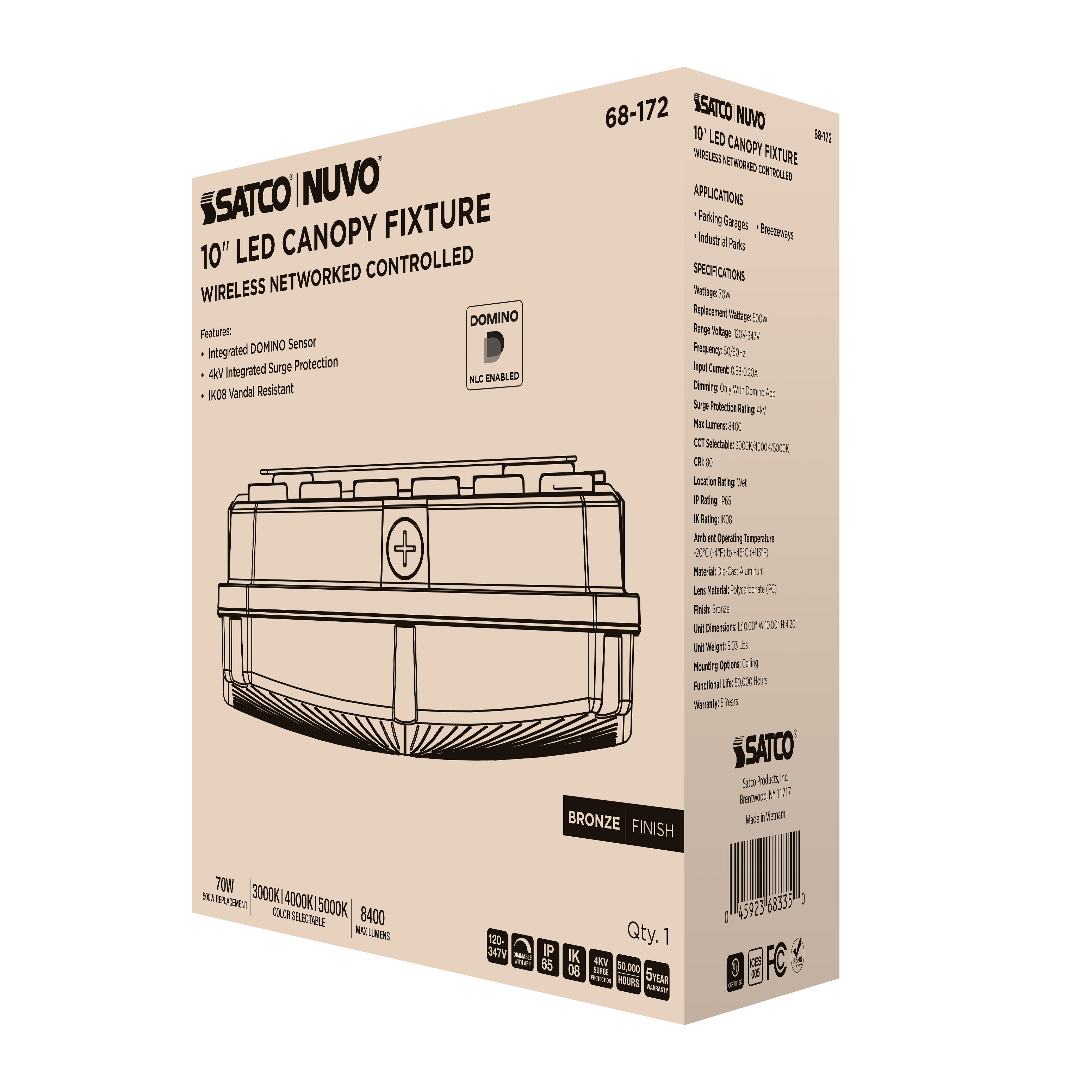 DOMINO 10" CANOPY LIGHT SQ - 68-172