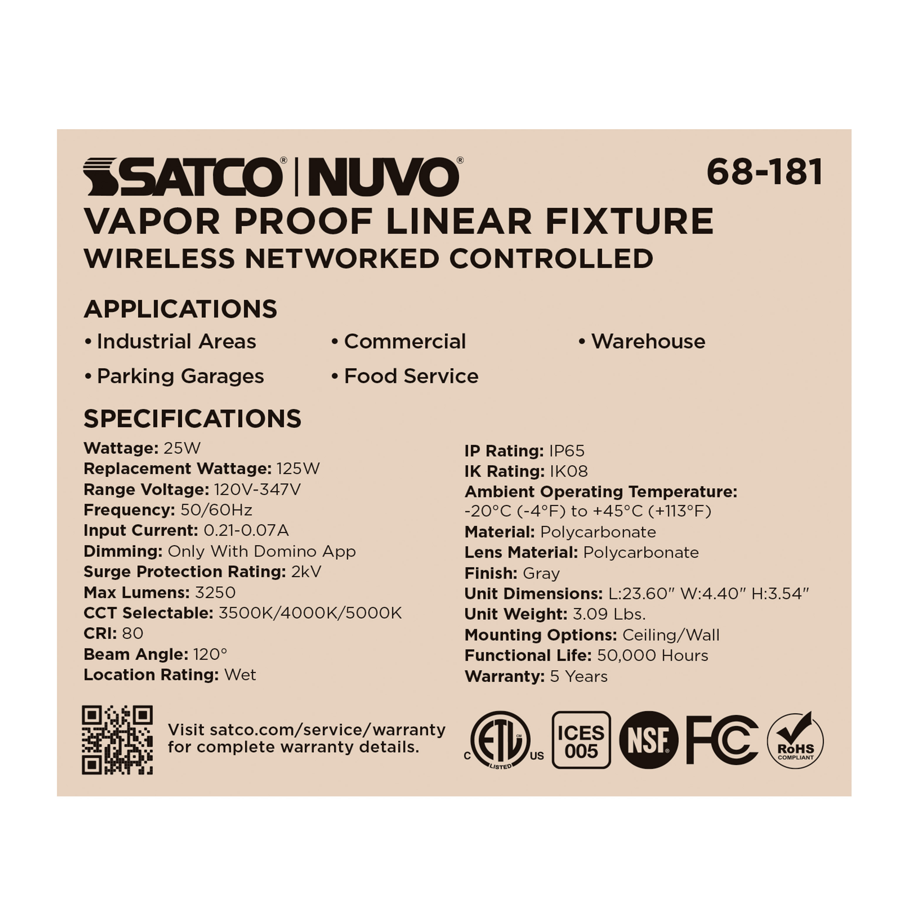 DOMINO 2FT VAPOR TIGHT - 68-181
