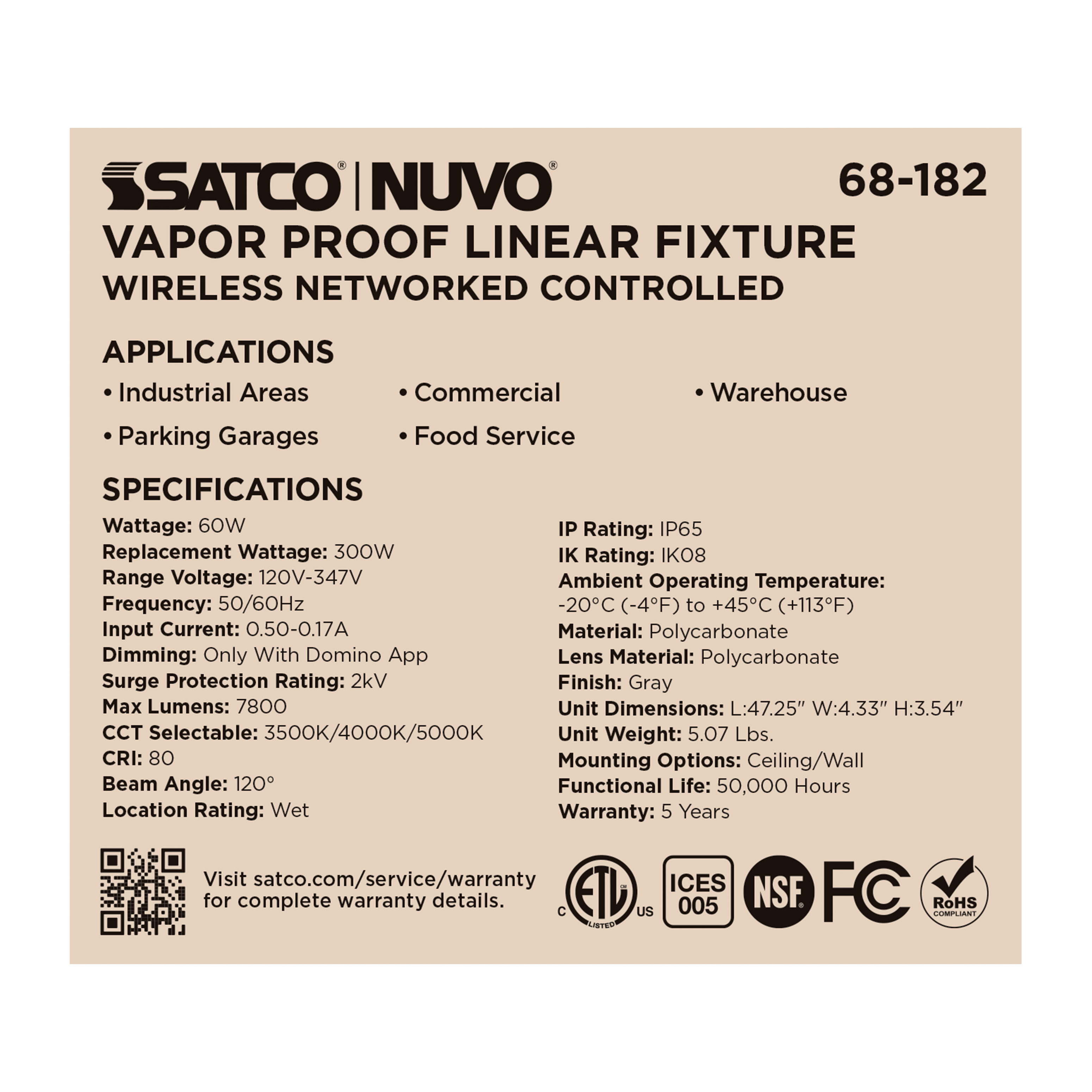 DOMINO 4FT VAPOR TIGHT - 68-182