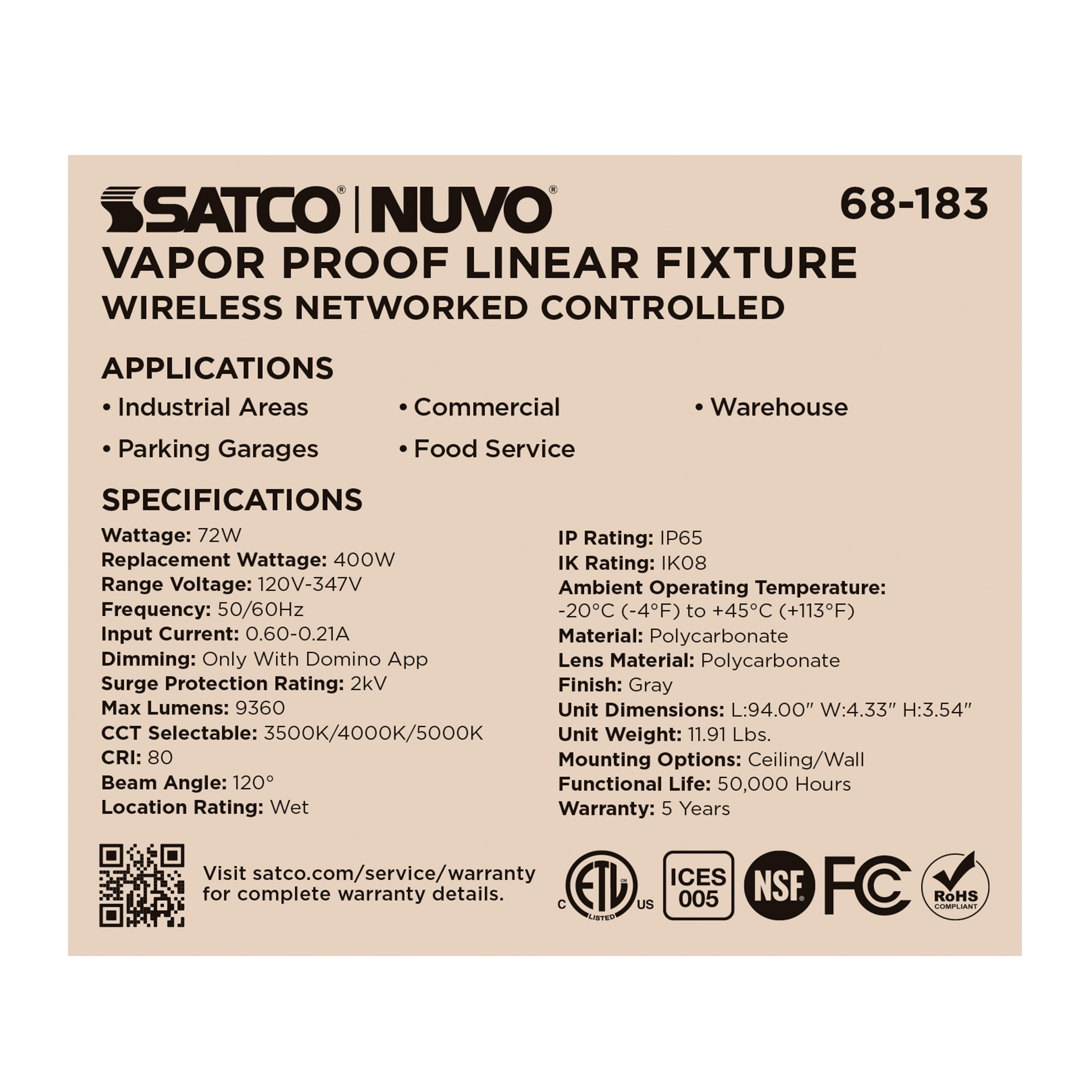 DOMINO 8FT VAPOR TIGHT - 68-183