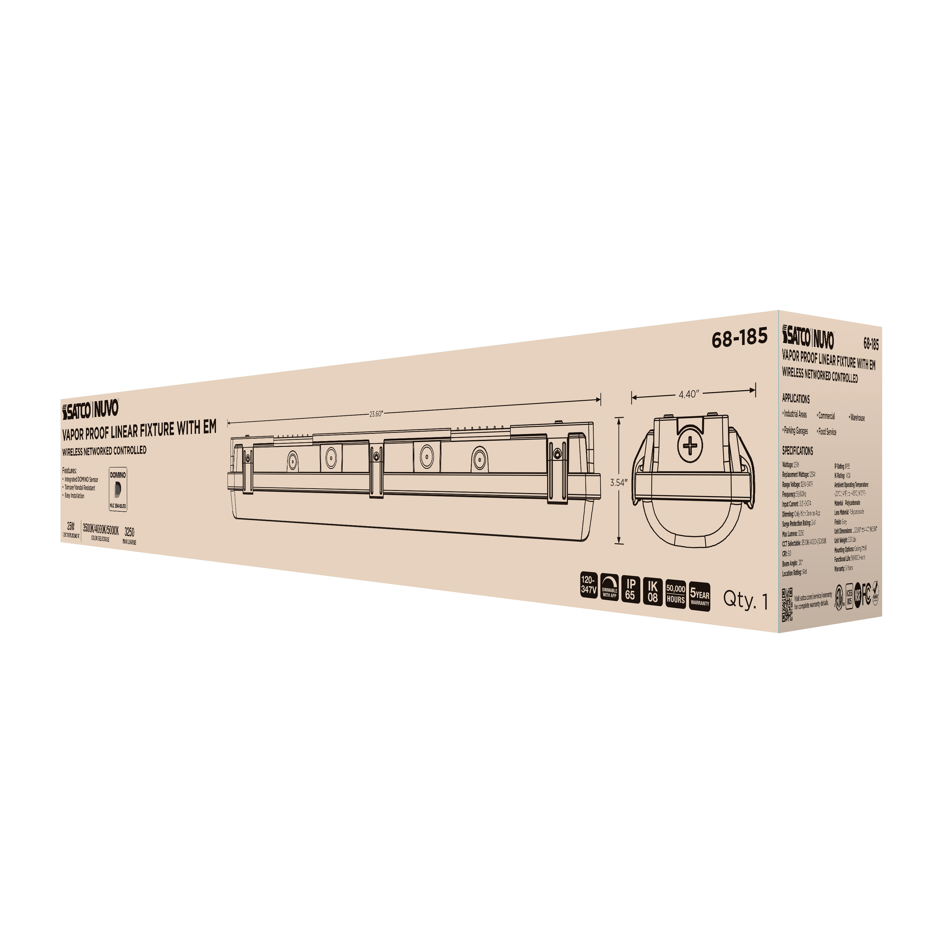 DOMINO 2FT VAPOR TIGHT-EM - 68-185