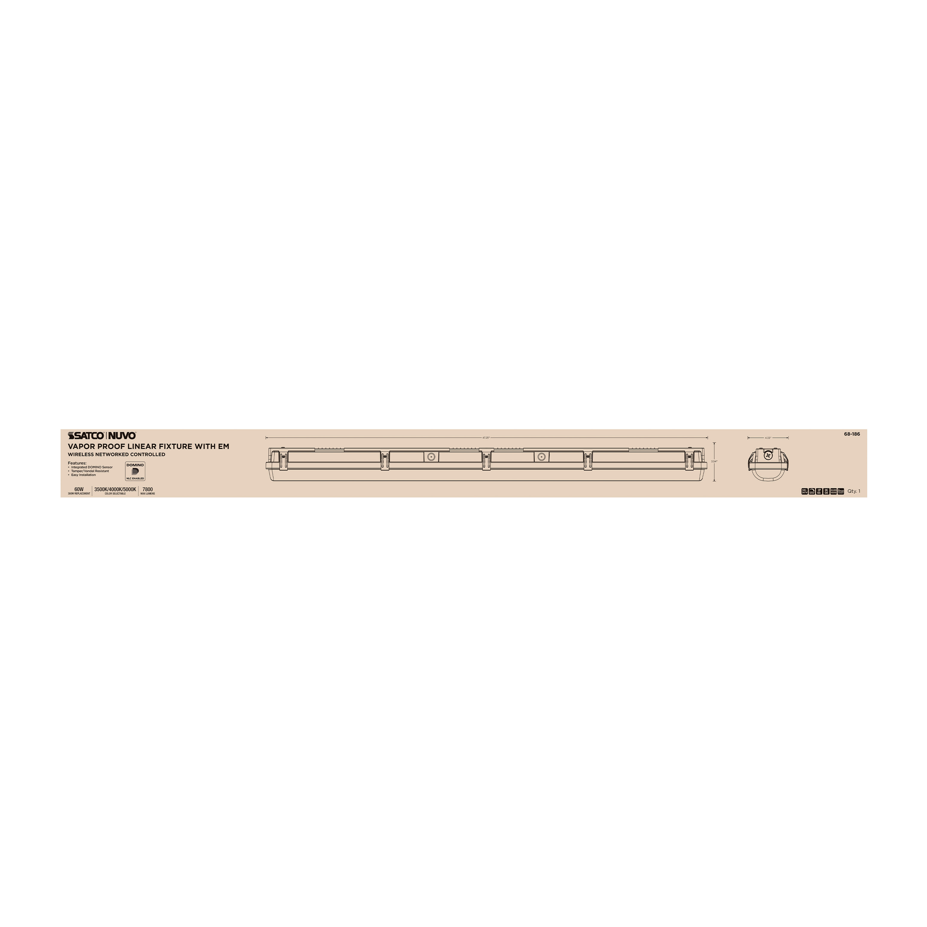 DOMINO 4FT VAPOR TIGHT-EM - 68-186