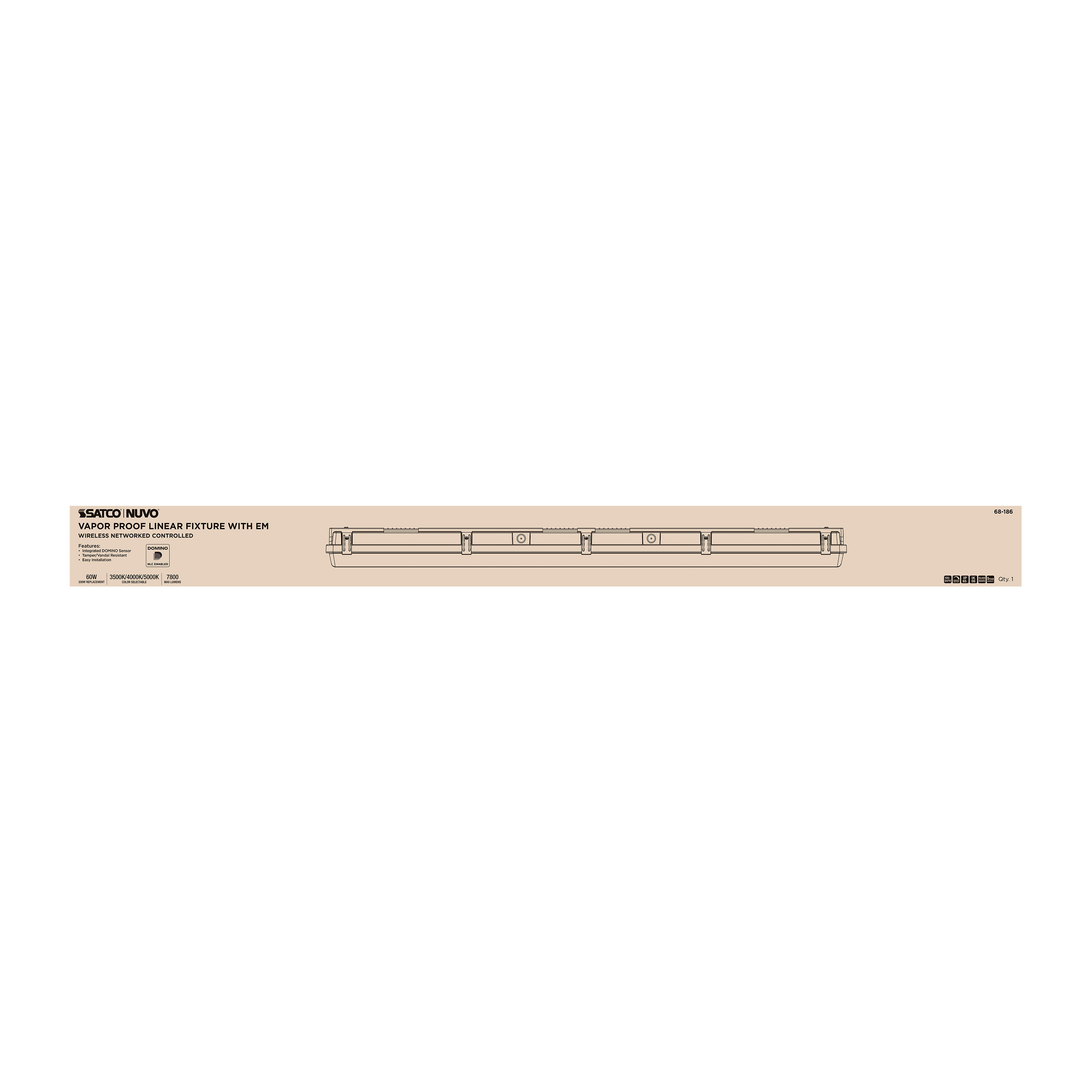 DOMINO 4FT VAPOR TIGHT-EM - 68-186