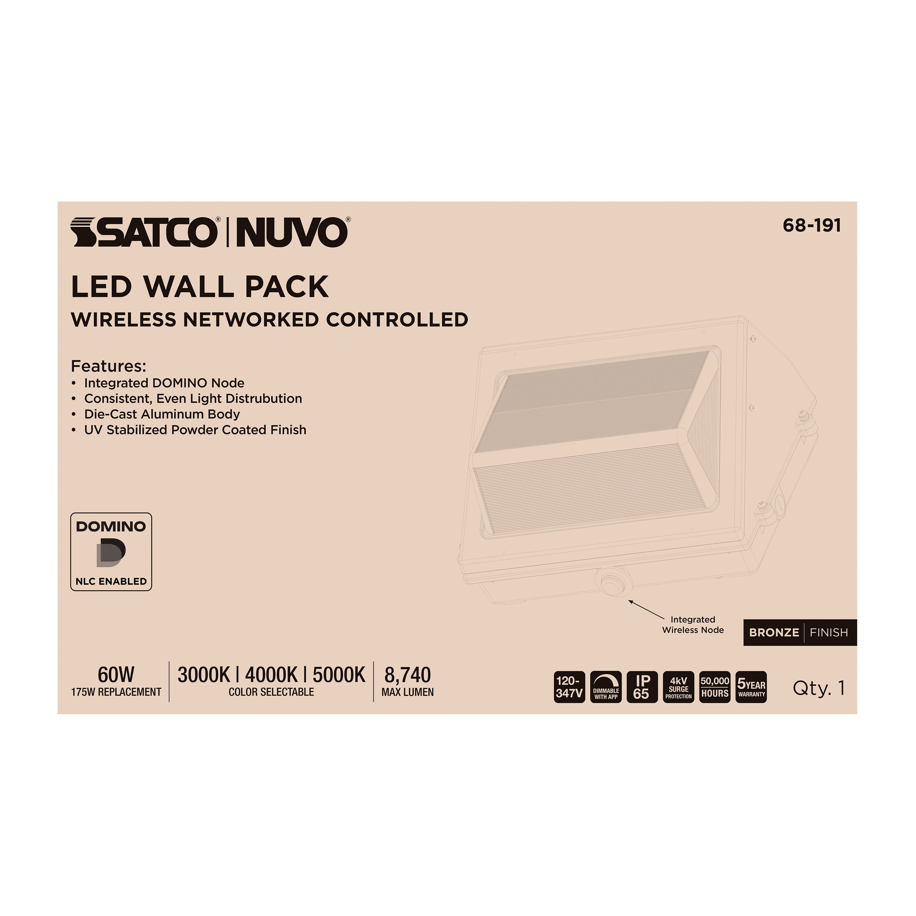 DOMINO WALL PACK 120-347V - 68-191