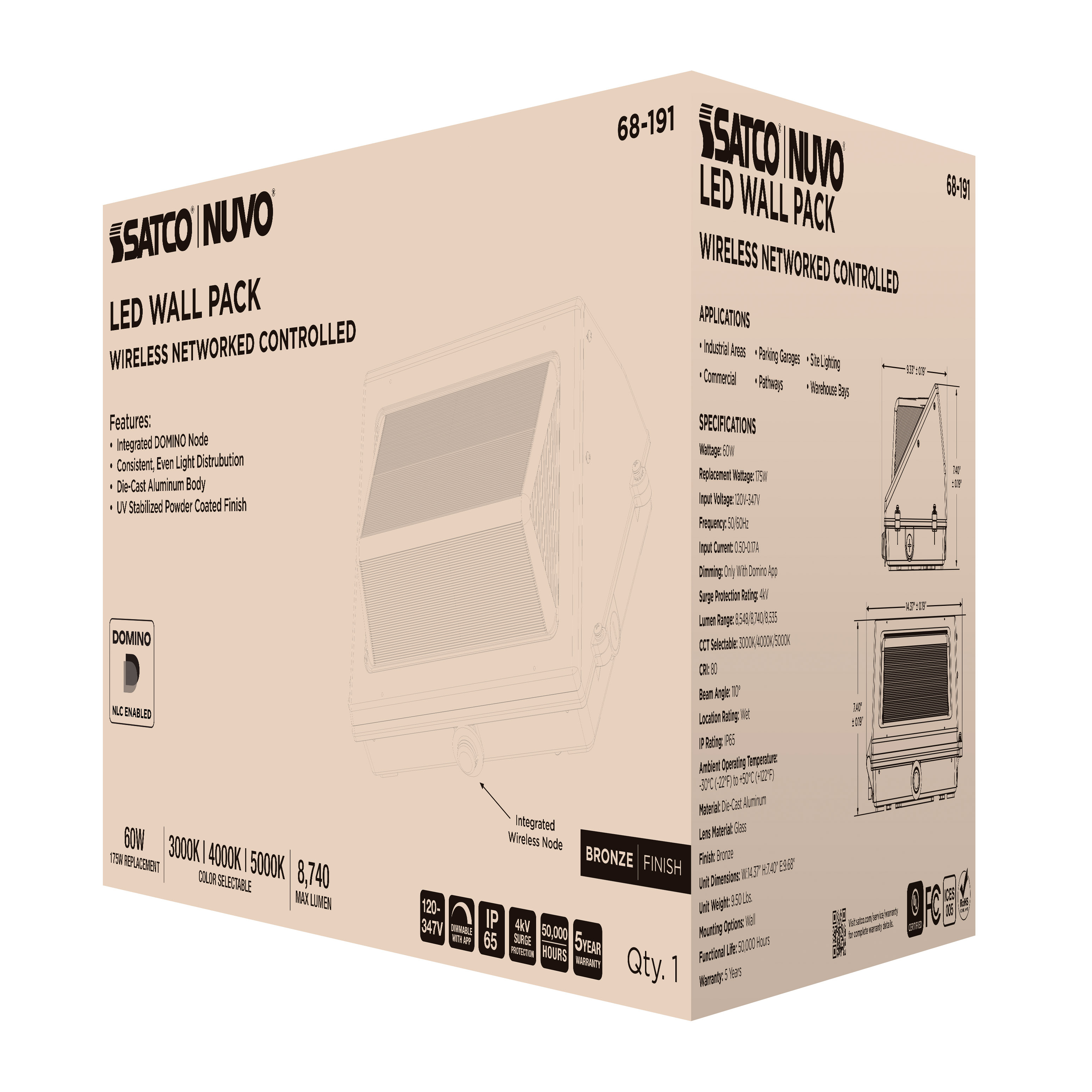 DOMINO WALL PACK 120-347V - 68-191