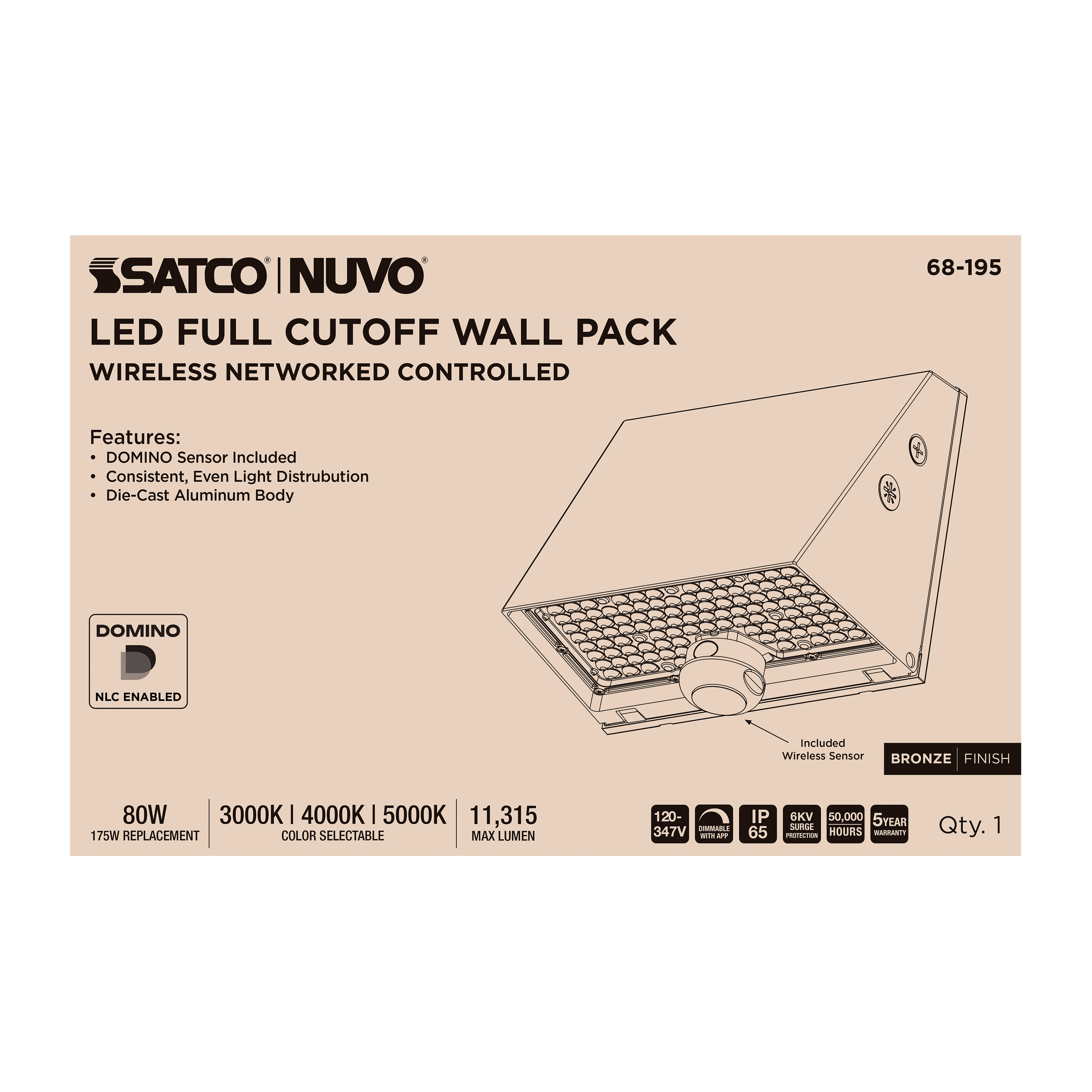 DOMINO WALL PACK 120-347V - 68-195