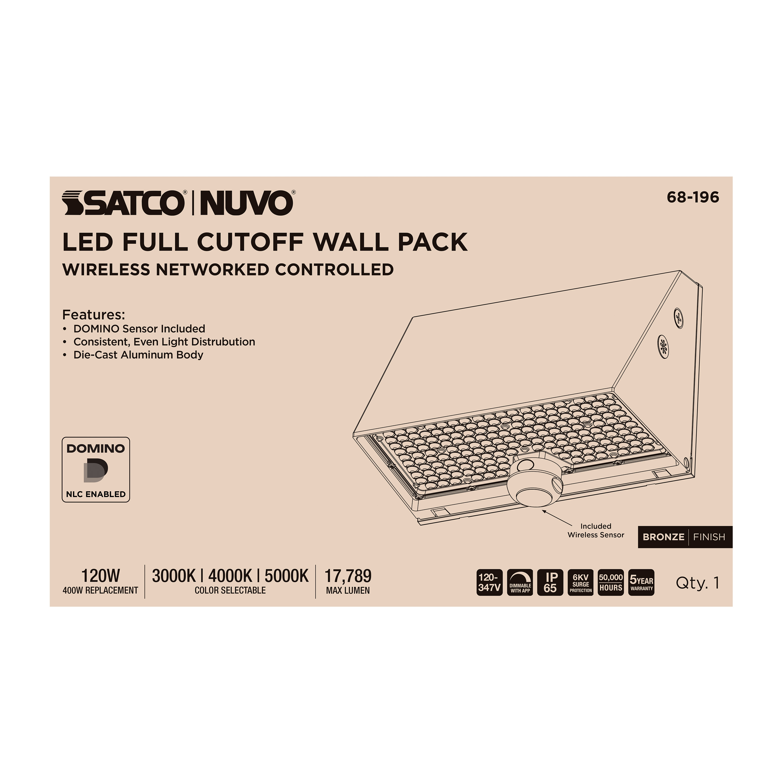 DOMINO WALL PACK 120-347V - 68-196