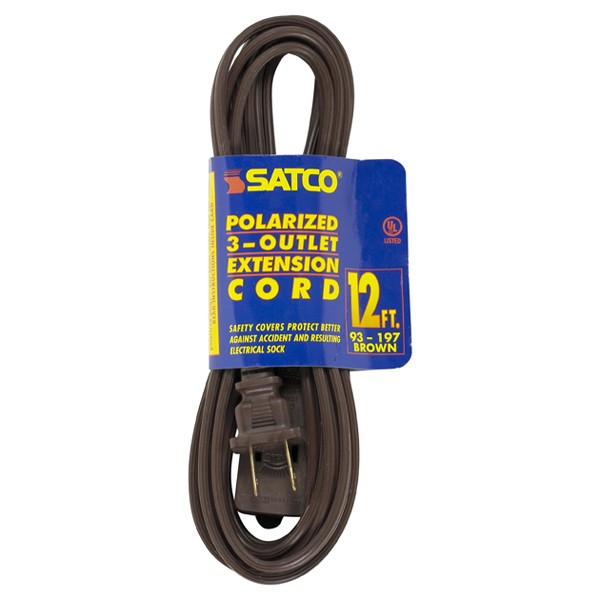 12' BRN EXTENSION CORD 16/2 - 93-197