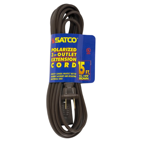 15' BRN EXTENSION CORD 16/2 - 93-199