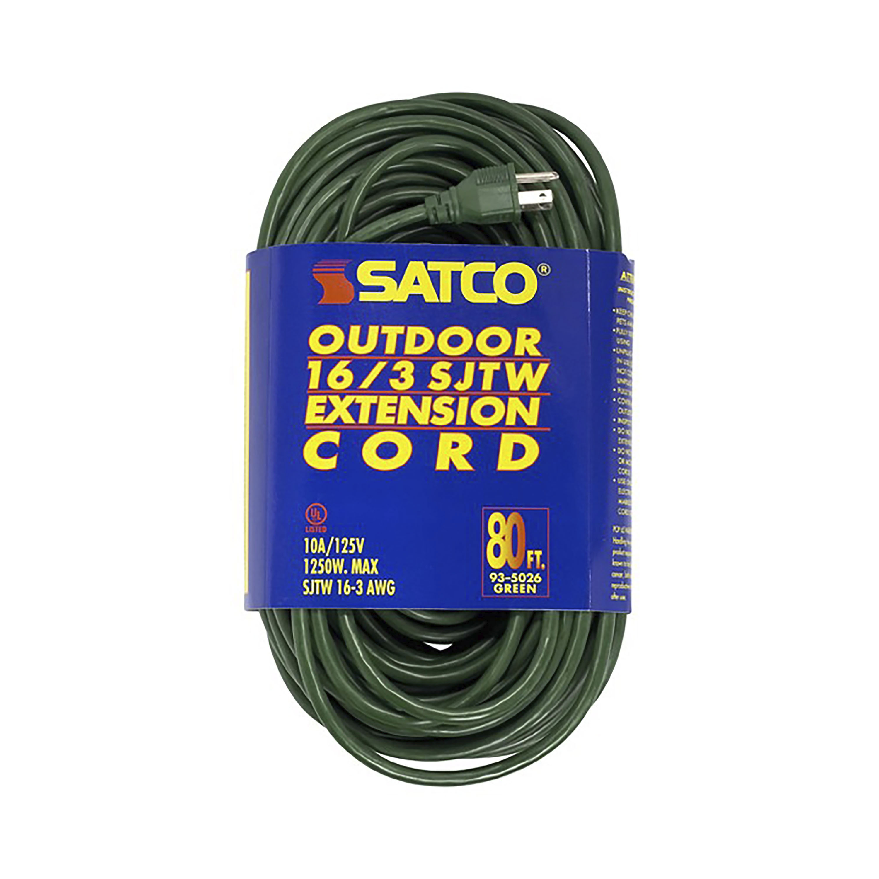 80 FT 16-3 SJTW GREEN CORD - 93-5026