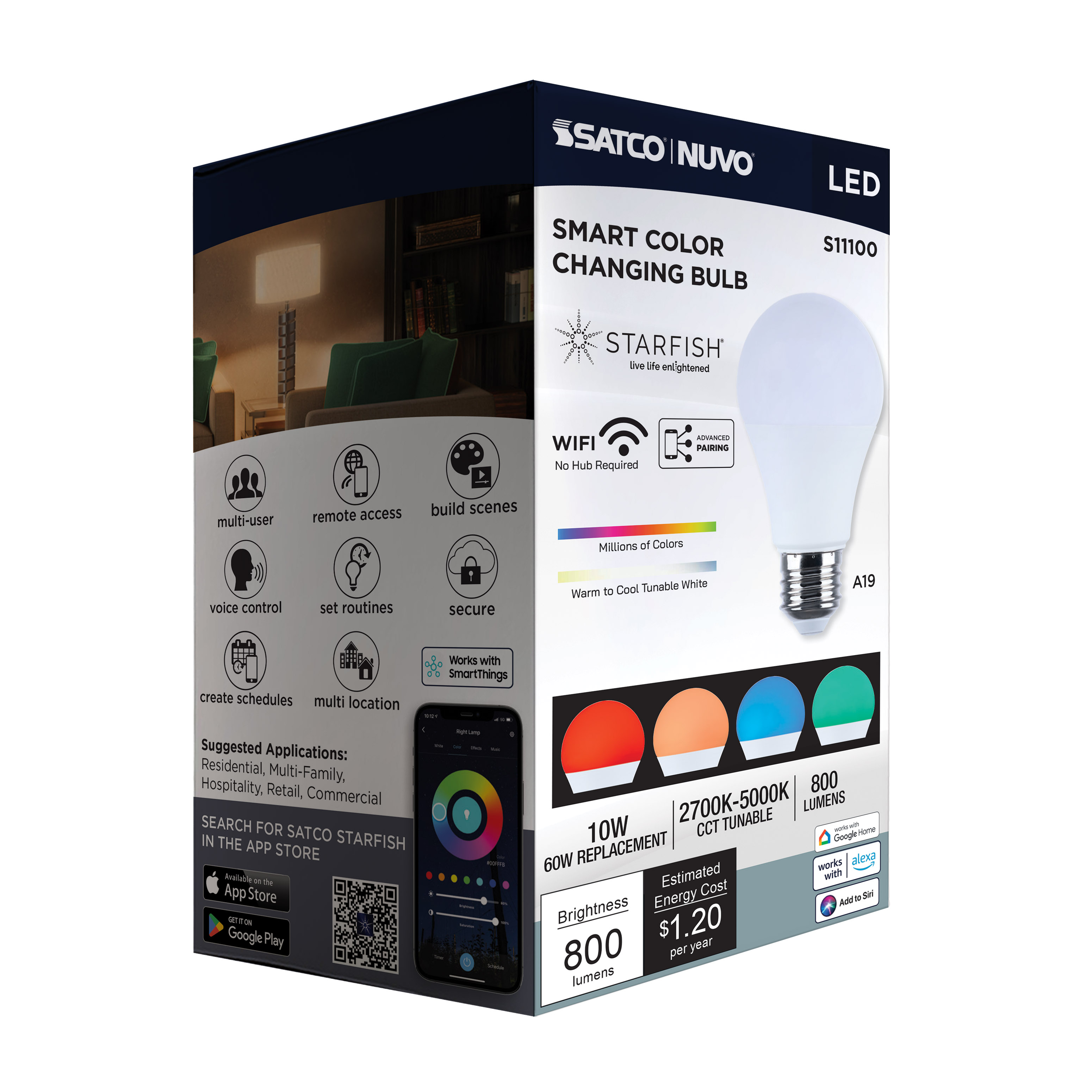 A19/10W/LED/RGBTW/SF - S11100