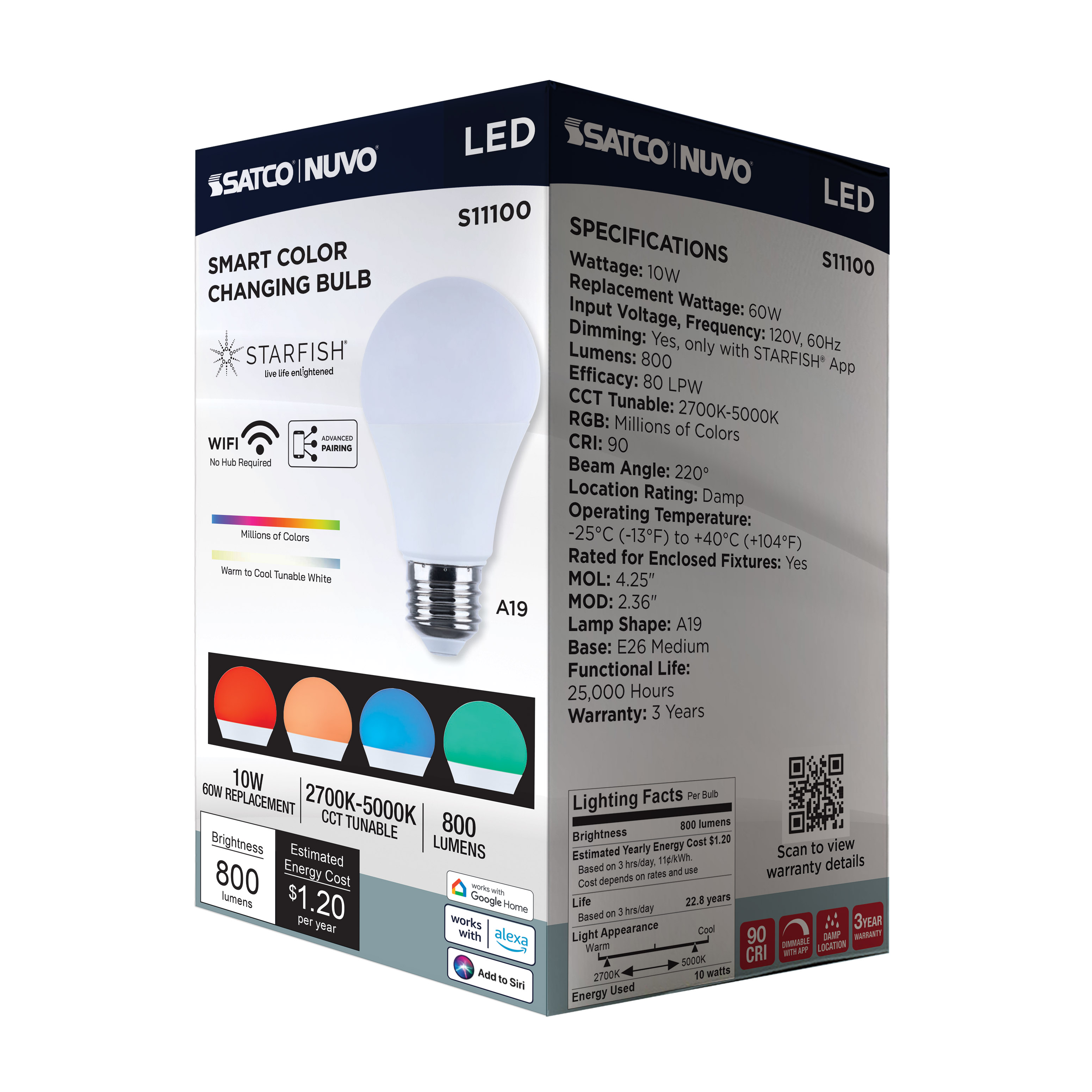 A19/10W/LED/RGBTW/SF - S11100