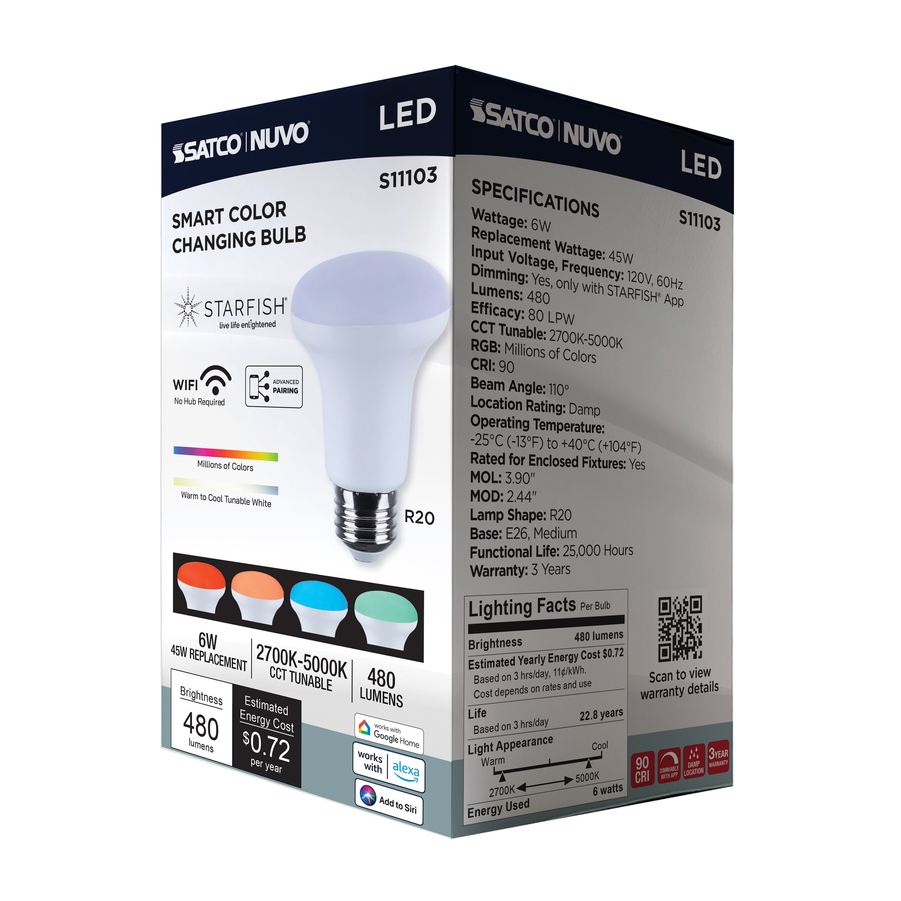 R20/6W/LED/RGBTW/SF - S11103