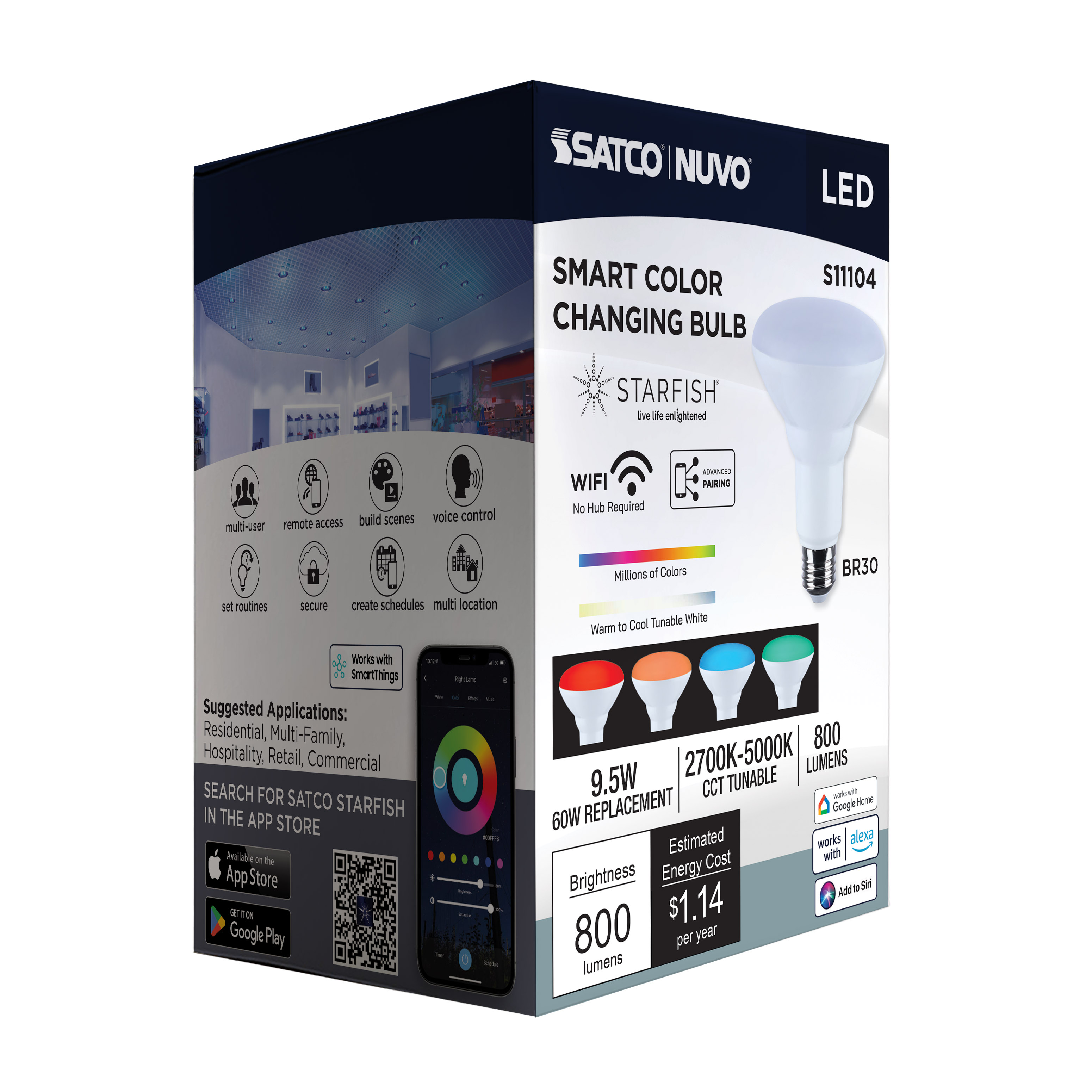 BR30/9.5W/LED/RGBTW/SF - S11104