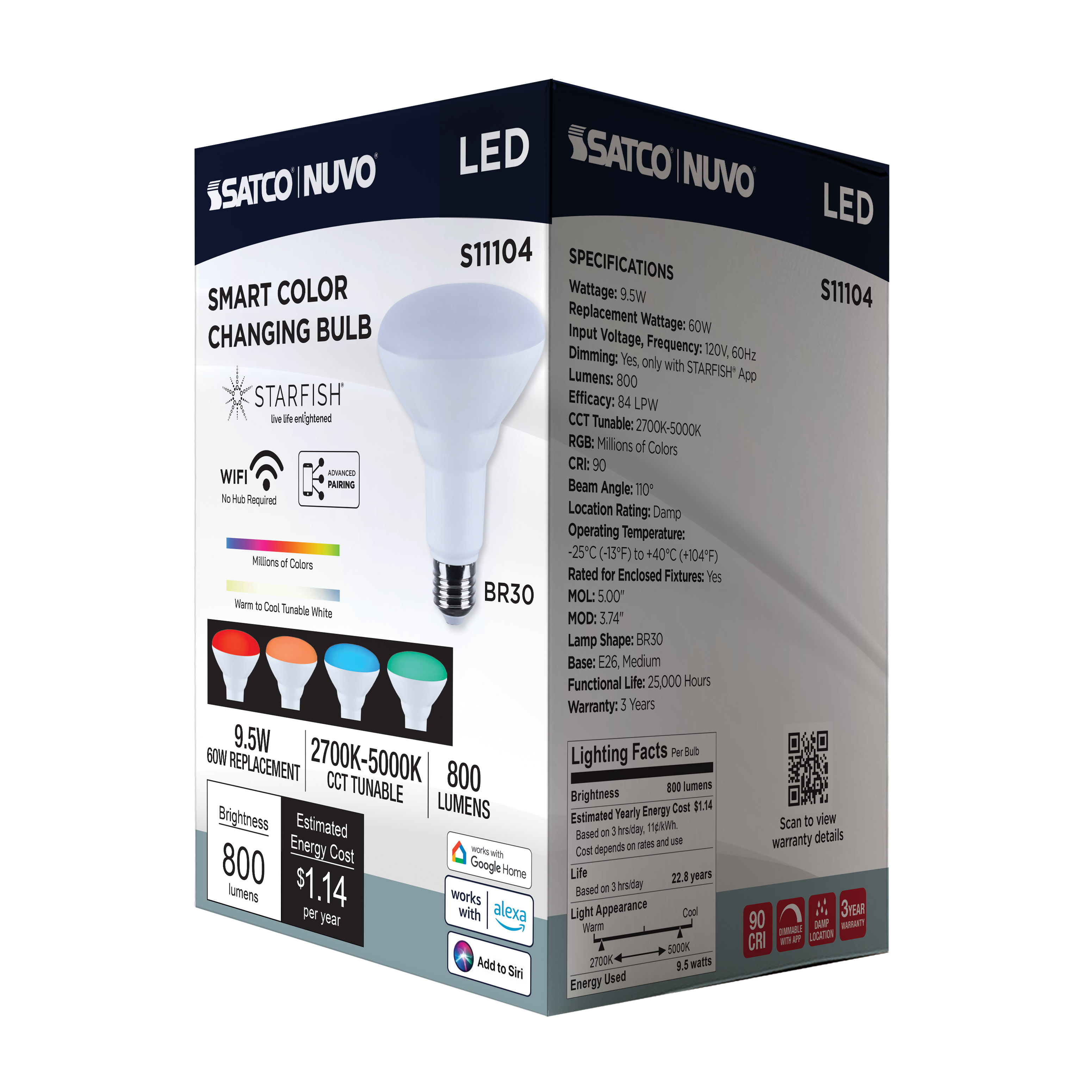 BR30/9.5W/LED/RGBTW/SF - S11104