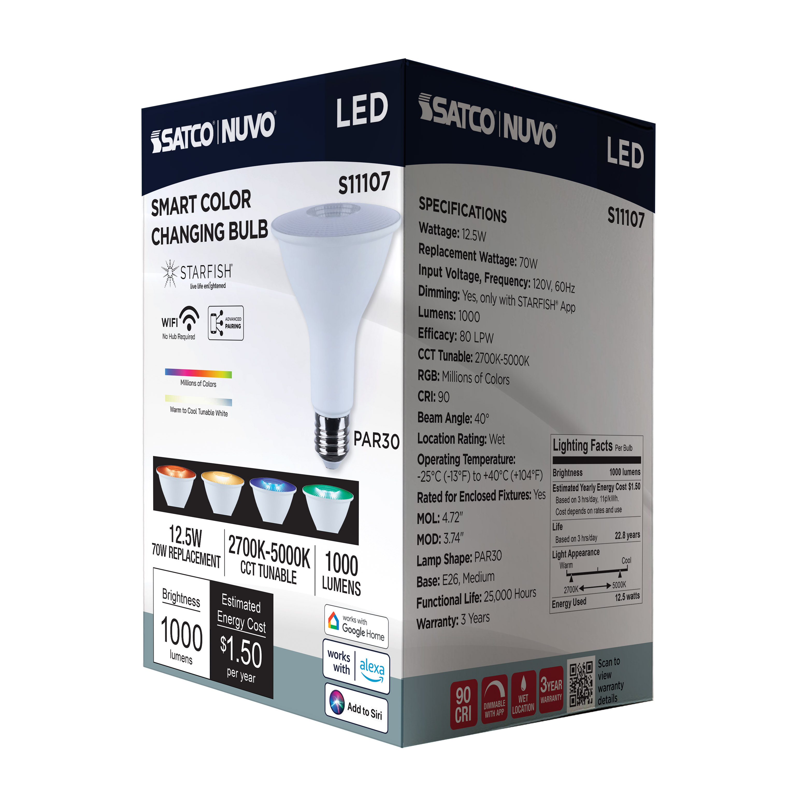 PAR30/12.5W/LED/RGBTW/SF - S11107