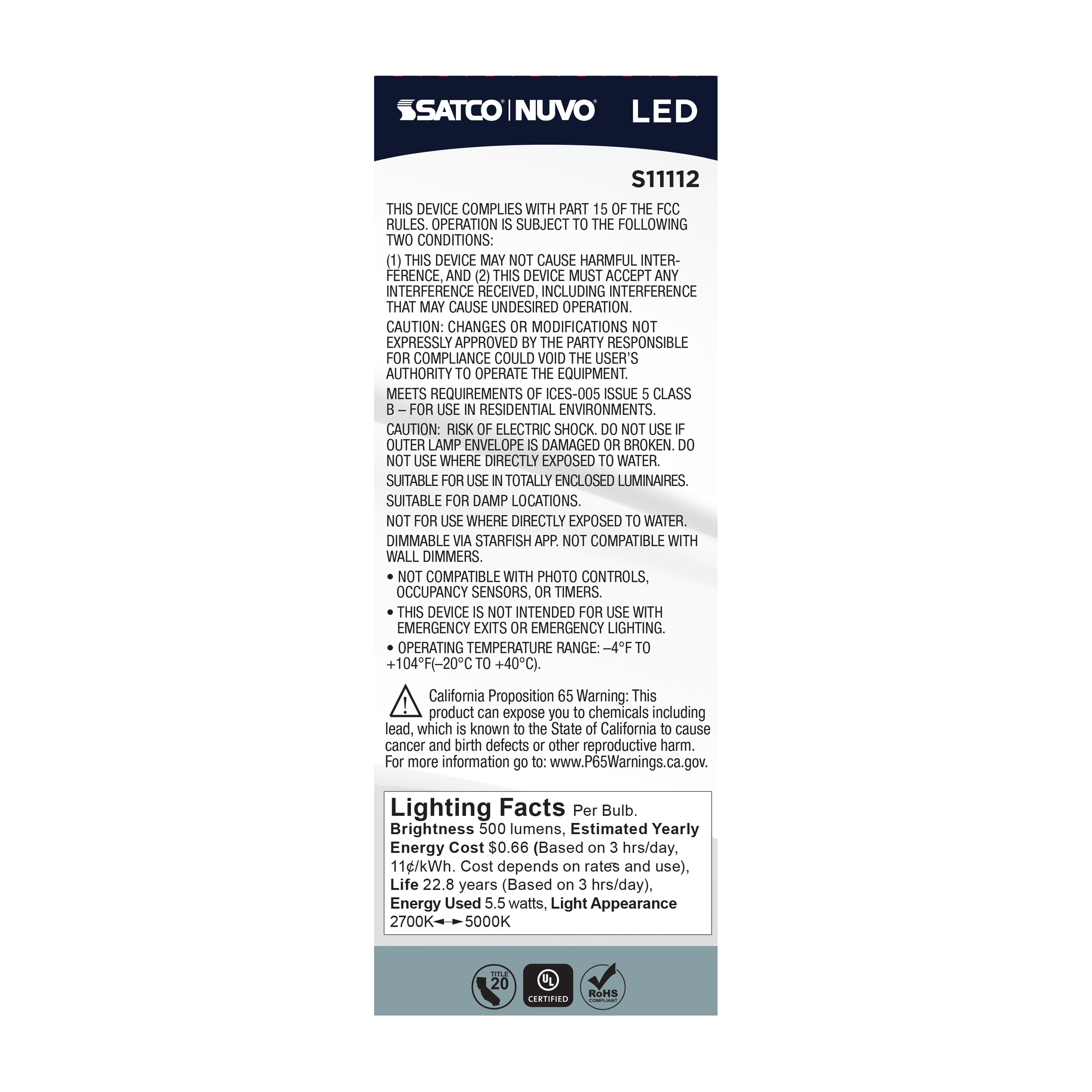B11/5.5W/LED/RGBTW/SF/26 - S11112