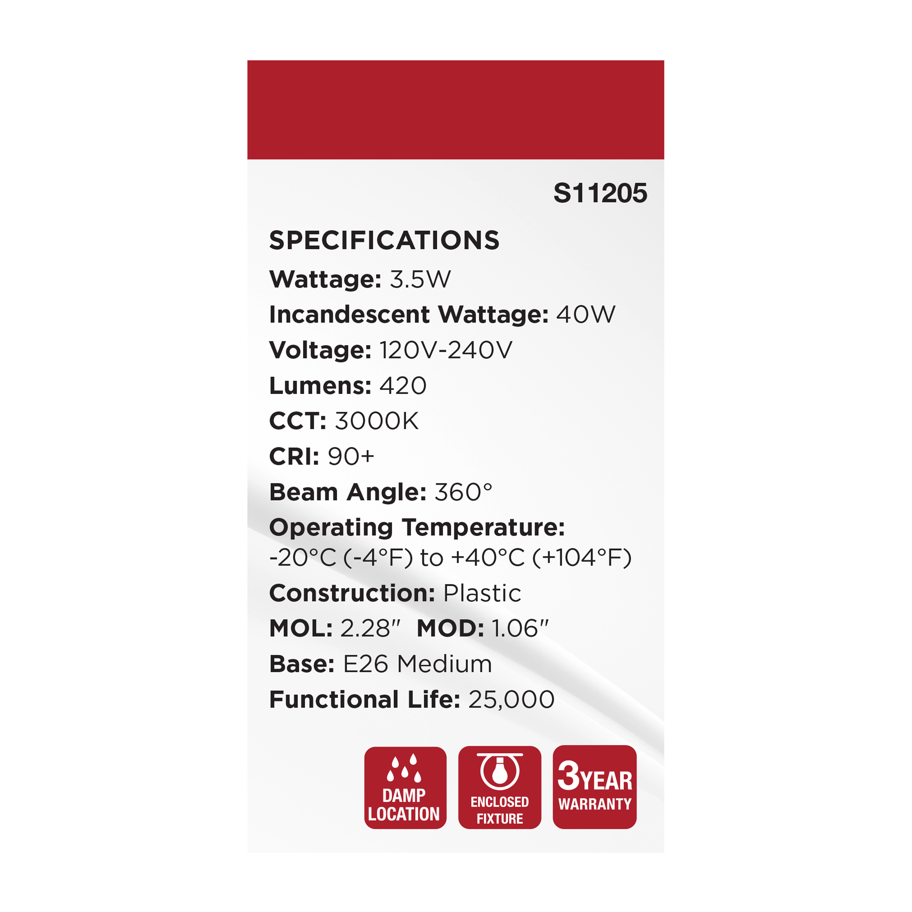 3.5WT14L/930/E26/P/ND/1PK - S11205