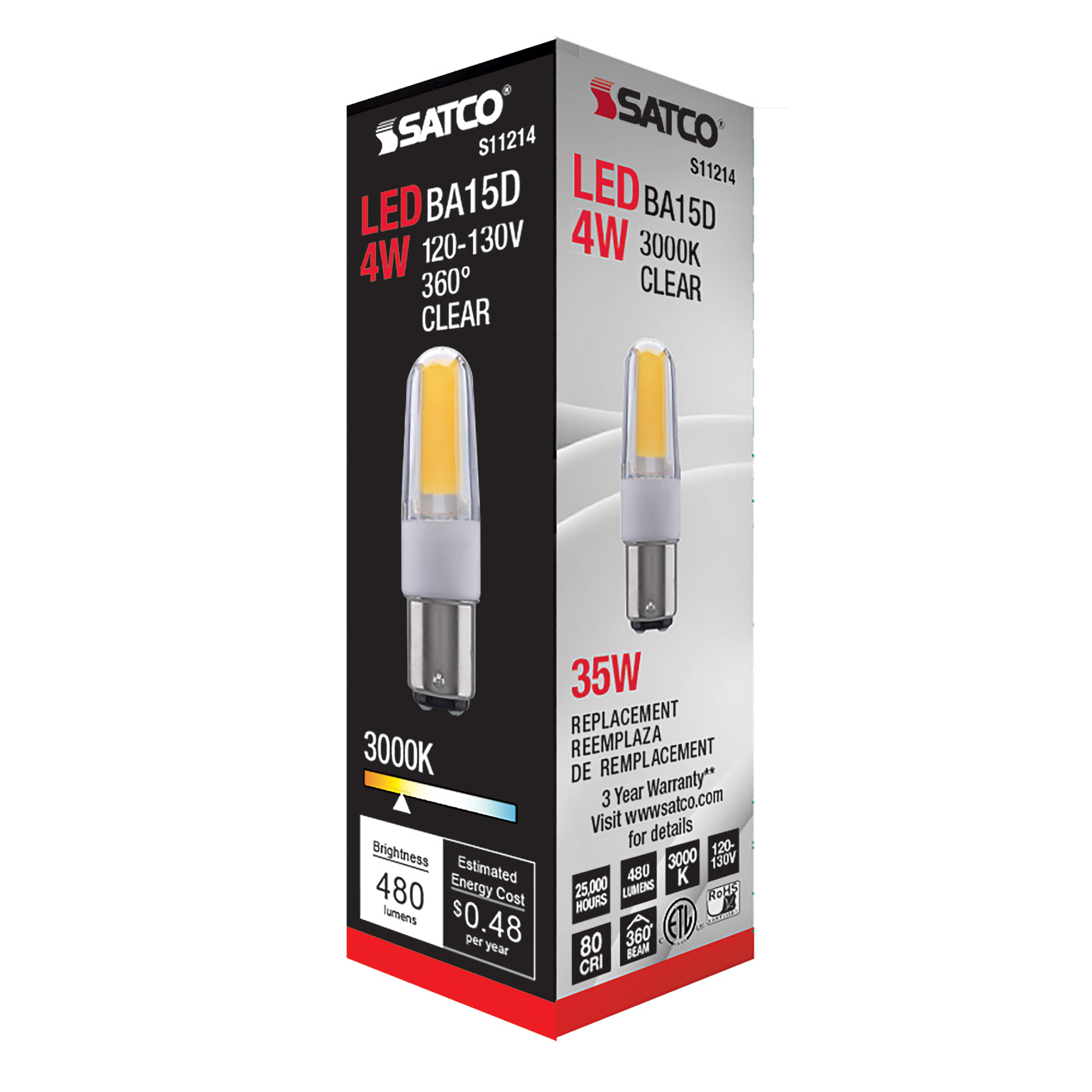 LED/4W/BA15D/CL/3K/120-130V - S11214