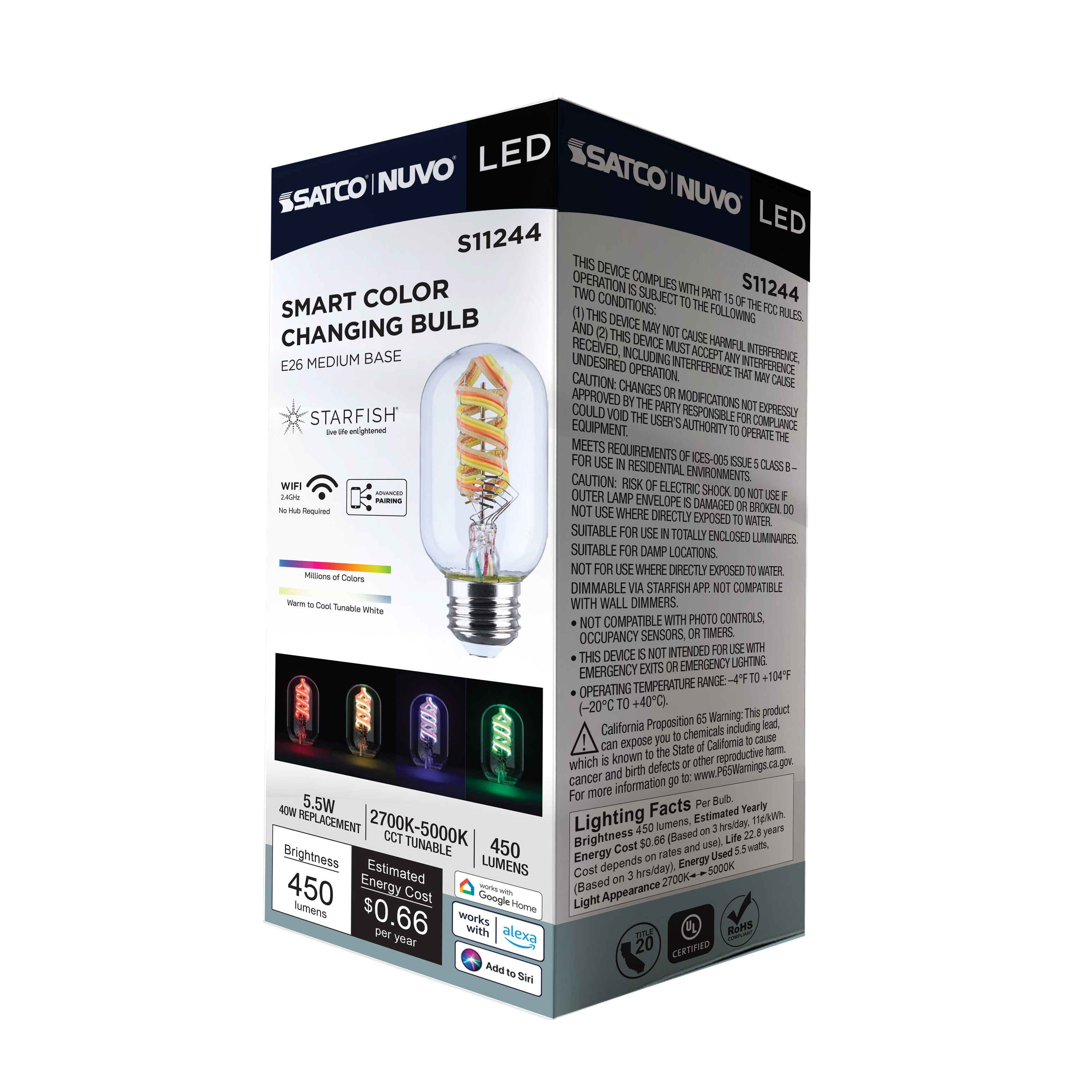T14/5.5W/LED/RGBTW/SF/CL/E26 - S11244