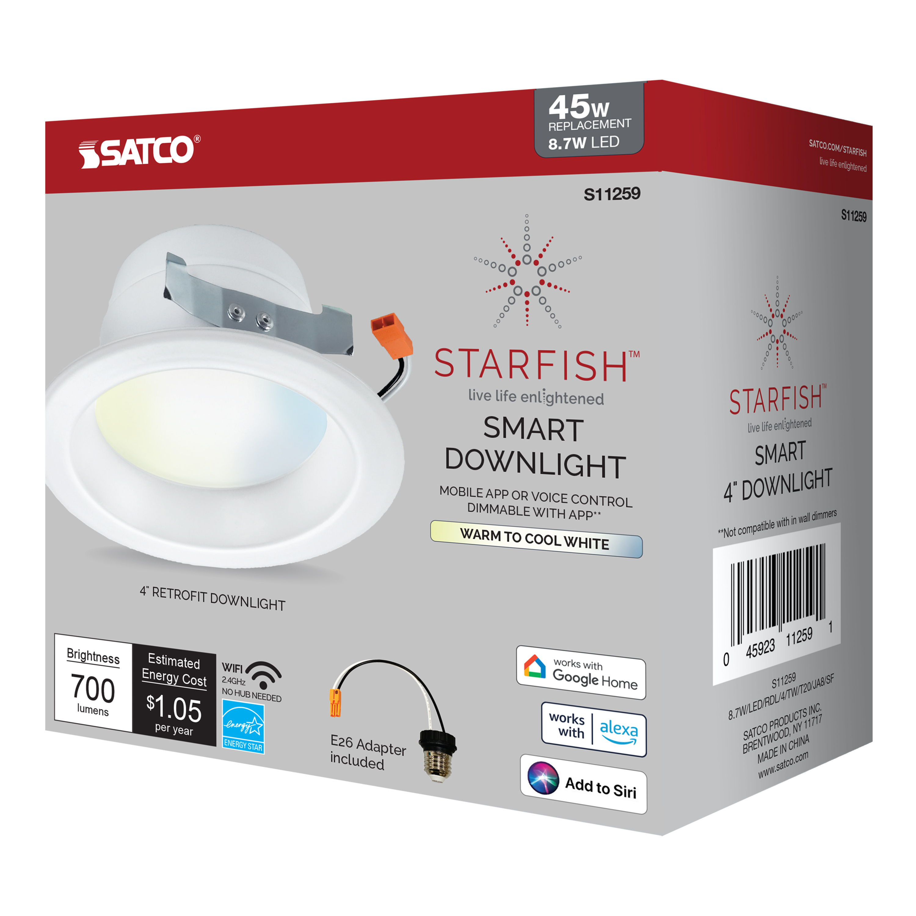 S11259 8.7W/LED/RDL/4/TW/T20/JA8/SF