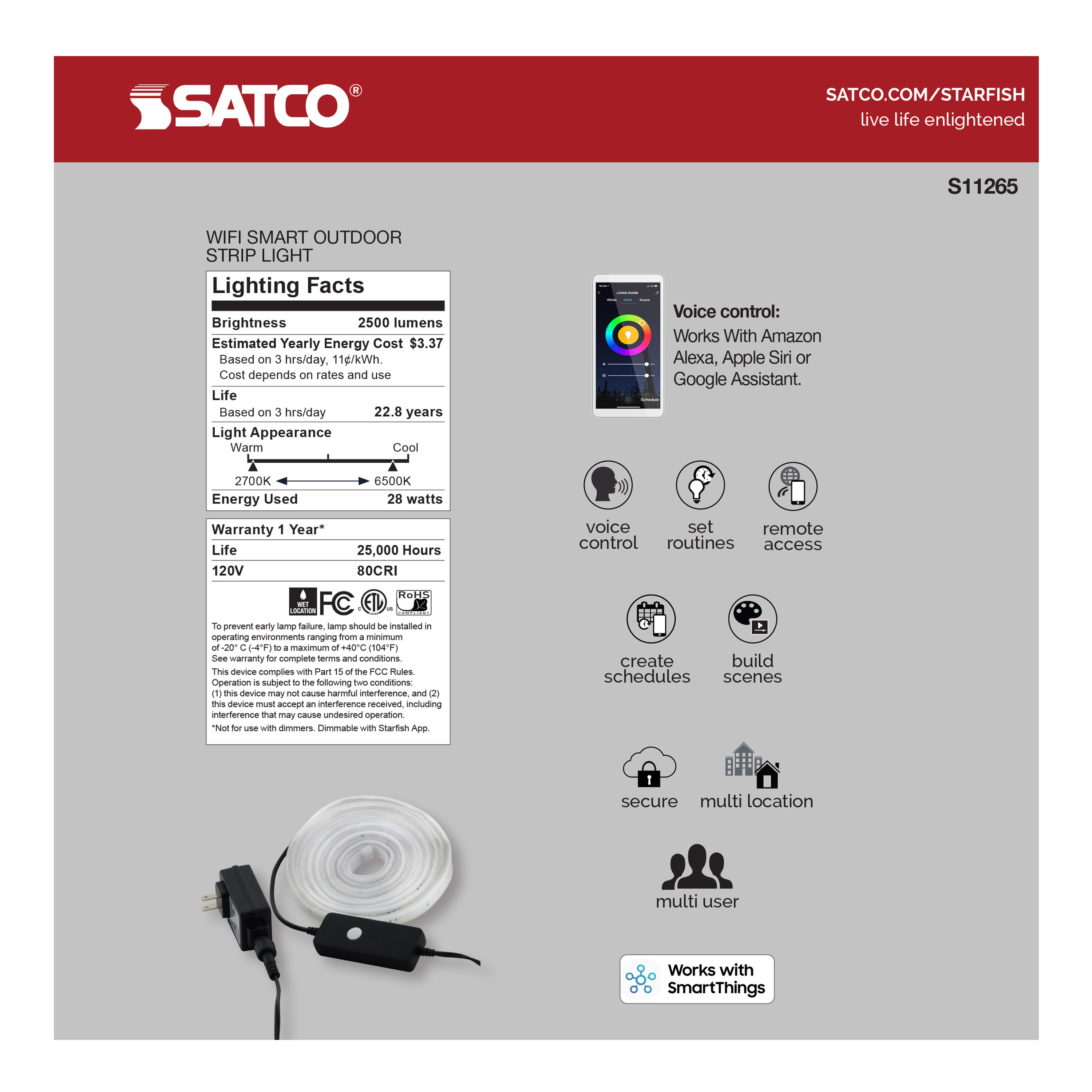 28W/LED/STRIP/IP65/SF/16FT - S11265