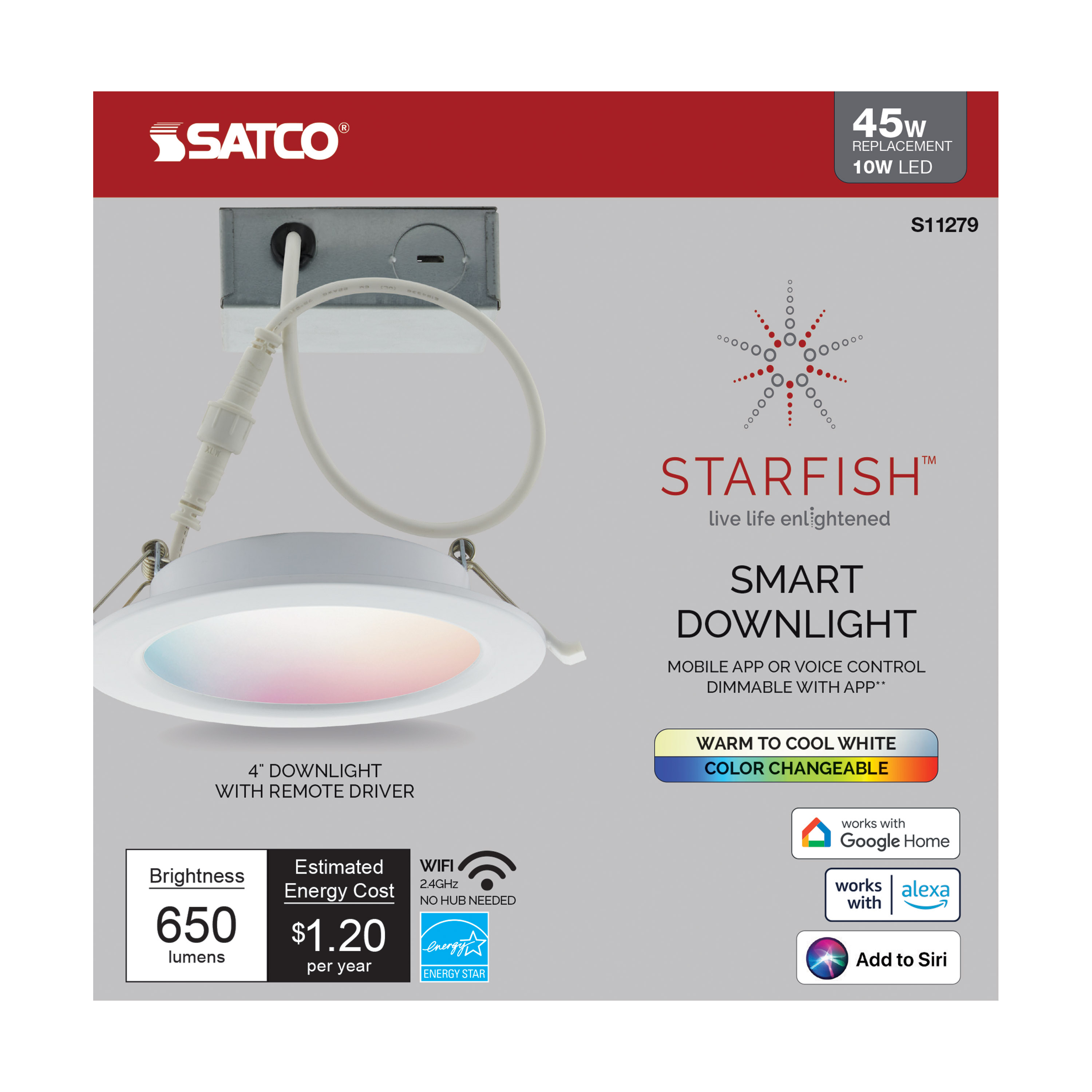 10WLED/DW/4"/RGB/TW/RD/T24/SF - S11279